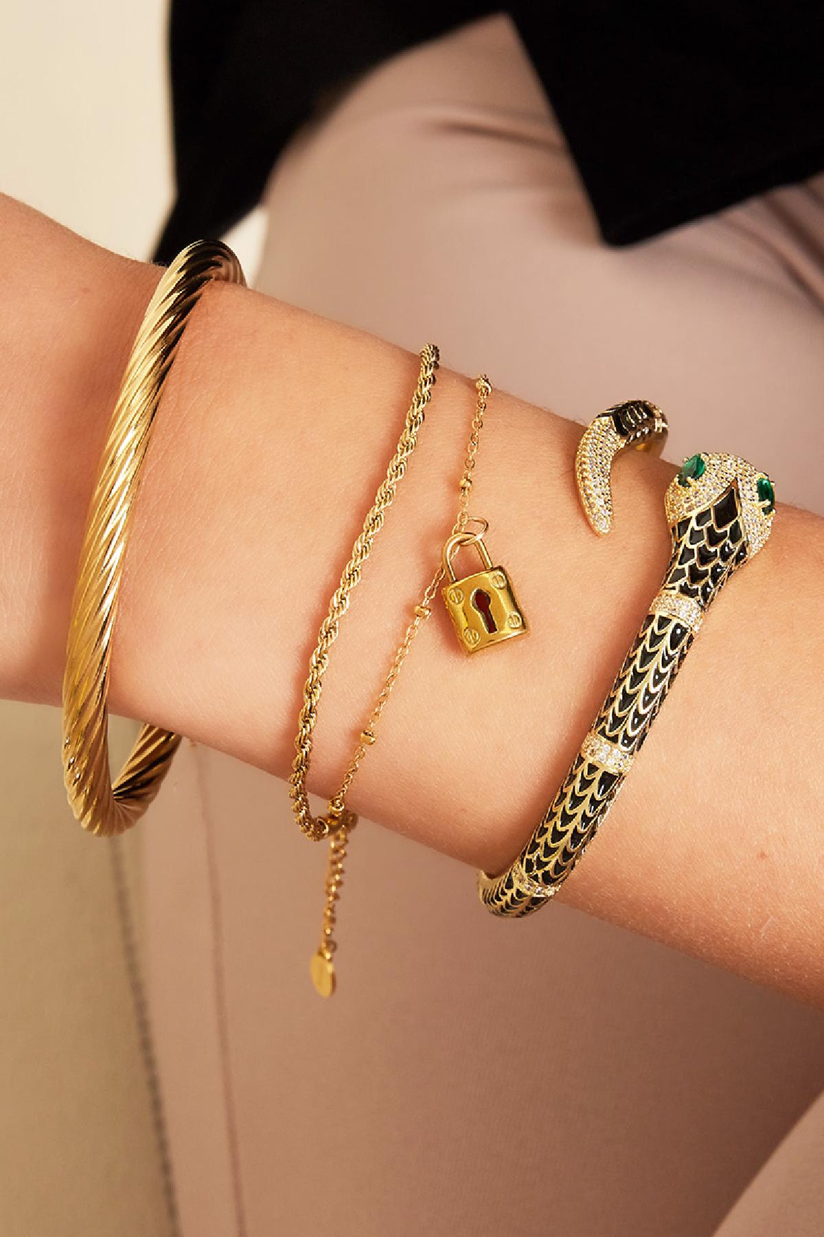 Gelaagde armband met slot Goud kleur Stainless Steel