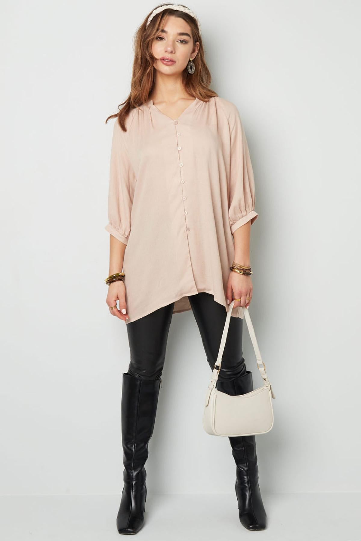 Blouse basic met knoopjes Koraal S