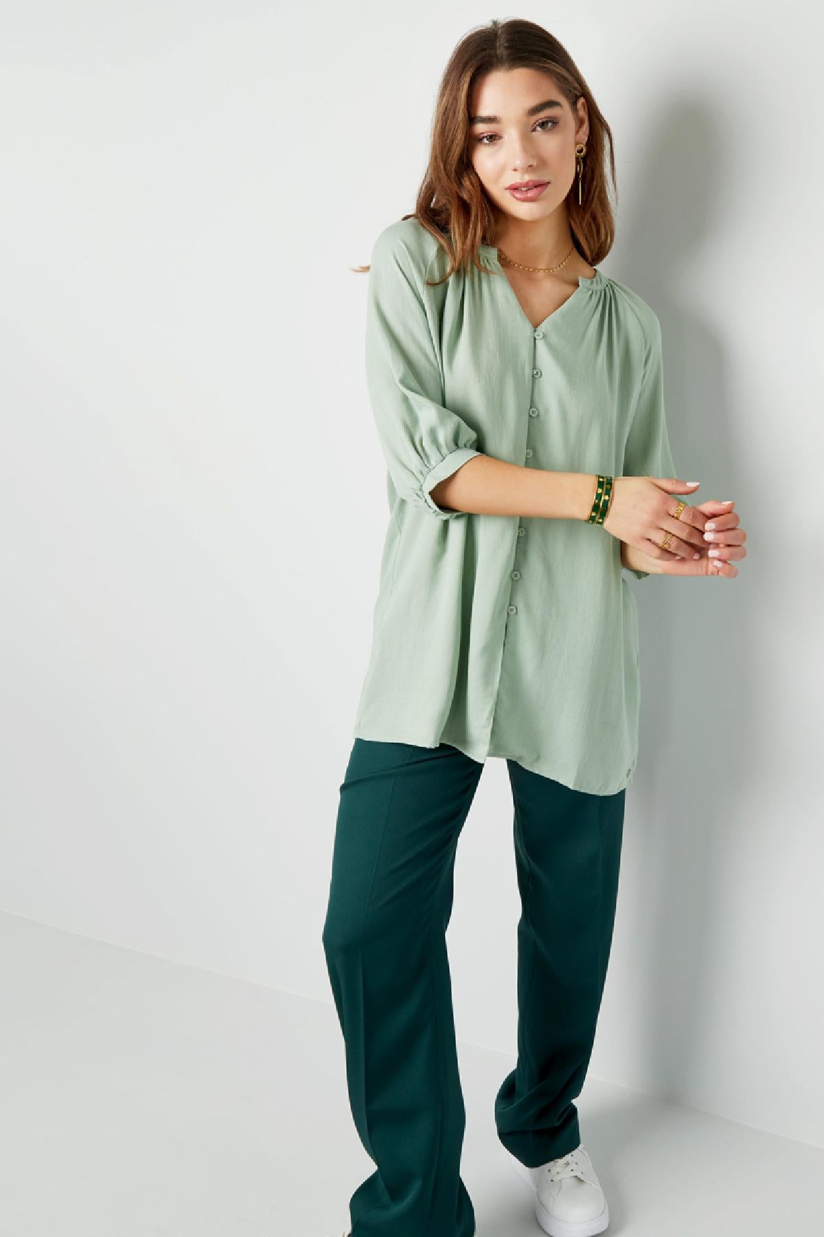 Blouse basic met knoopjes Koraal S