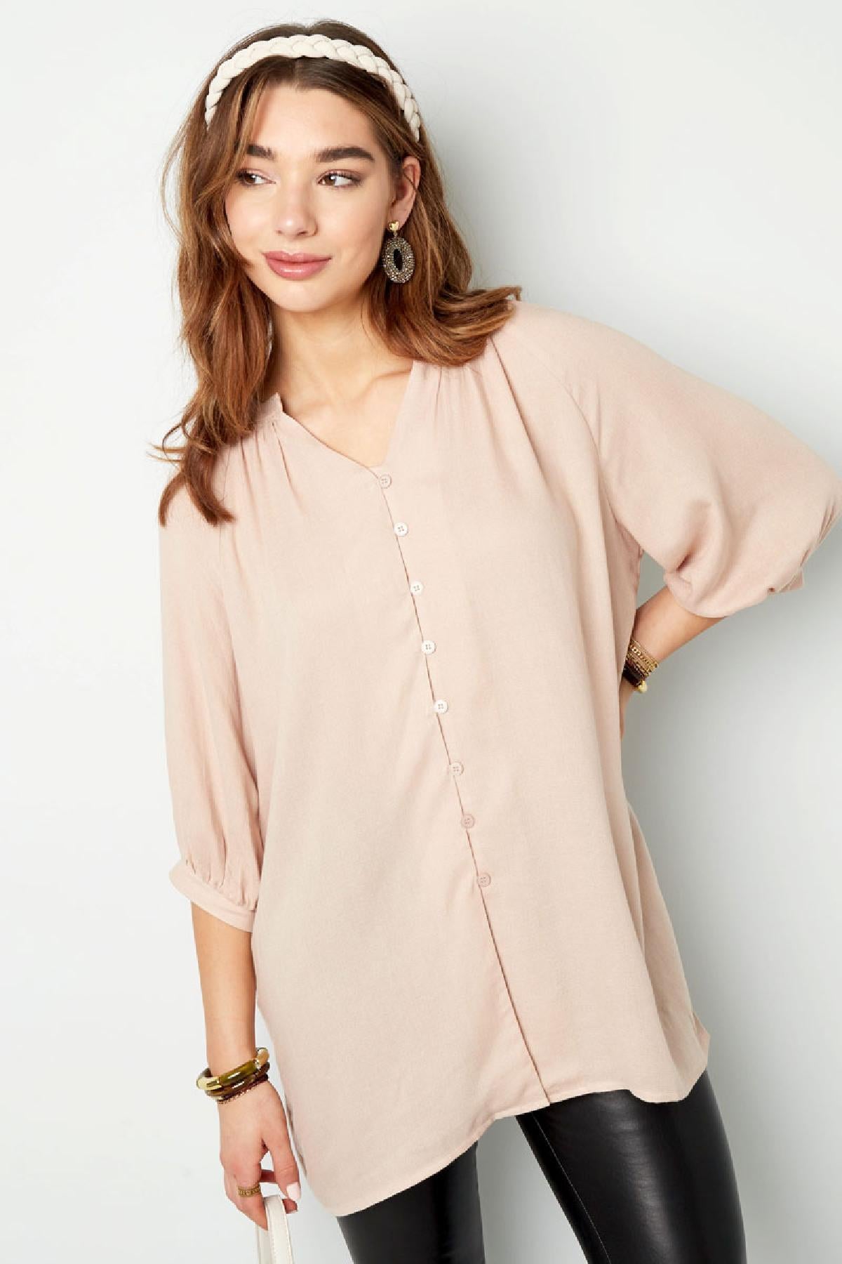 Blouse basic met knoopjes Koraal S