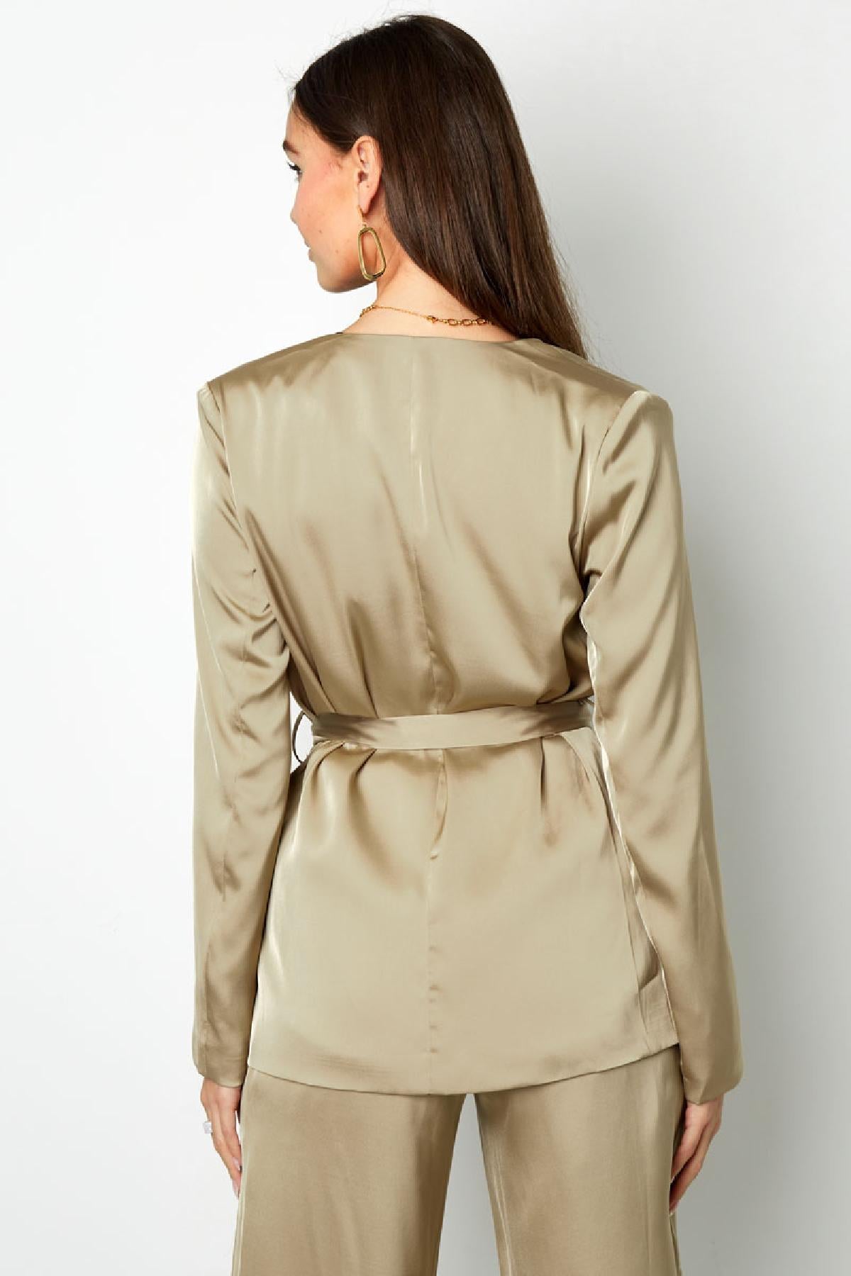 Blazer glimmende stof met lint Paars M