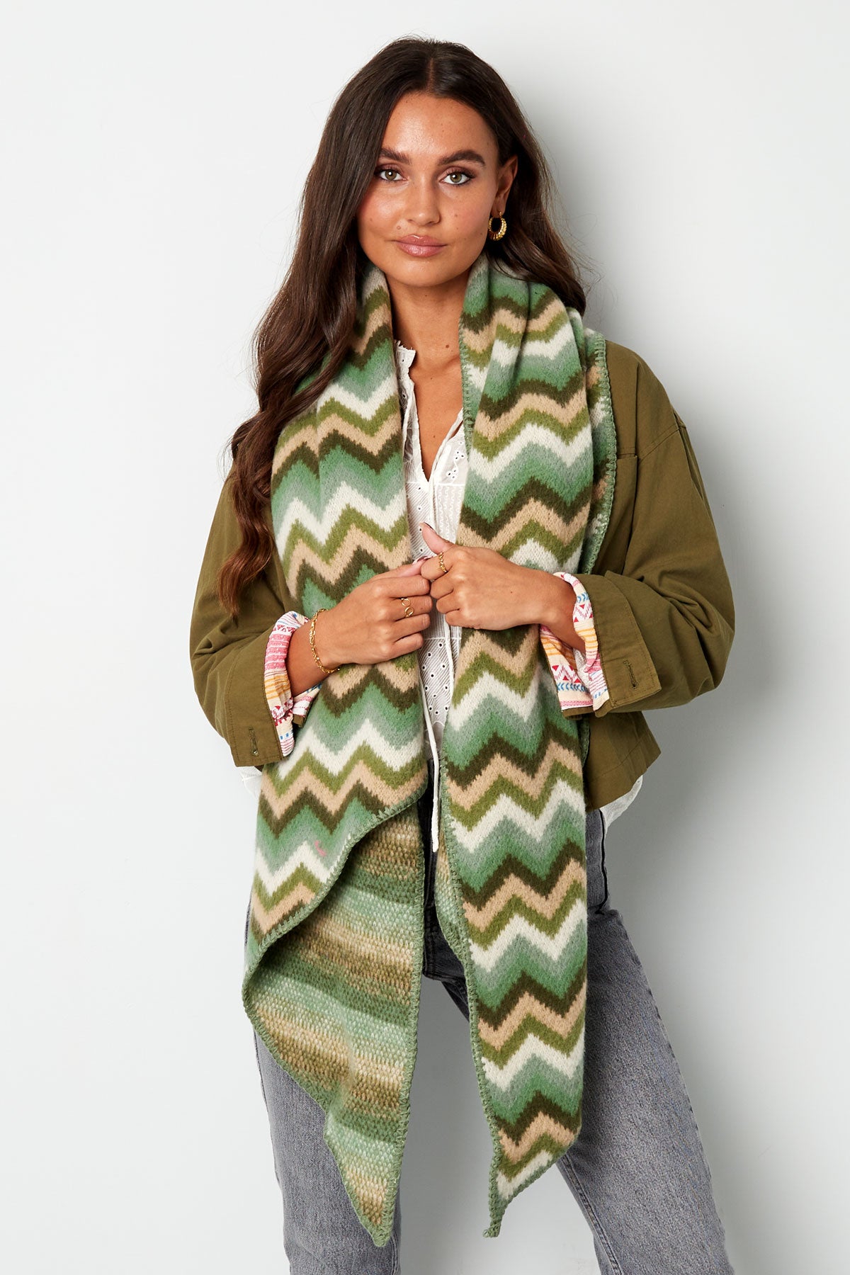Sjaal met zigzag print
