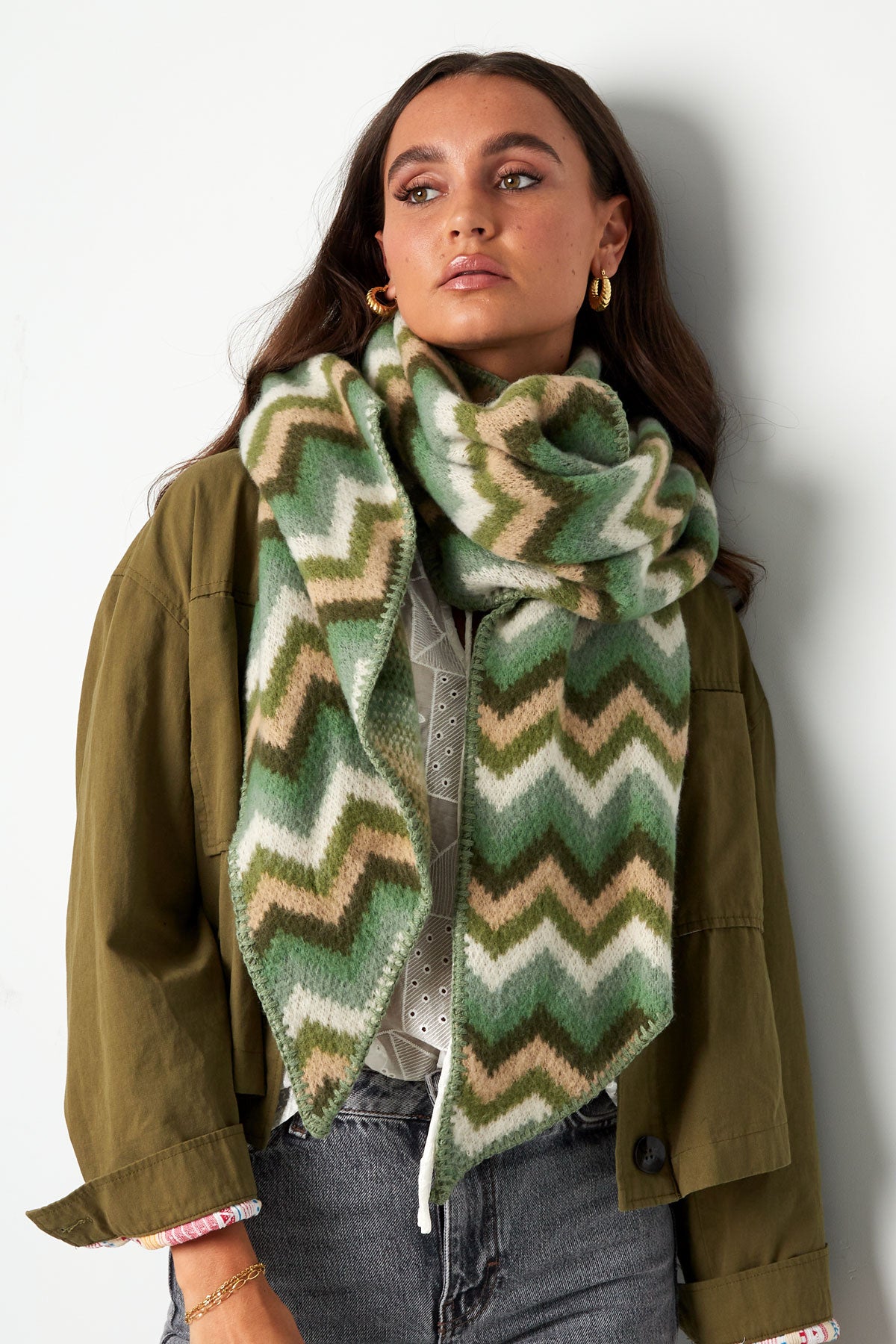 Sjaal met zigzag print