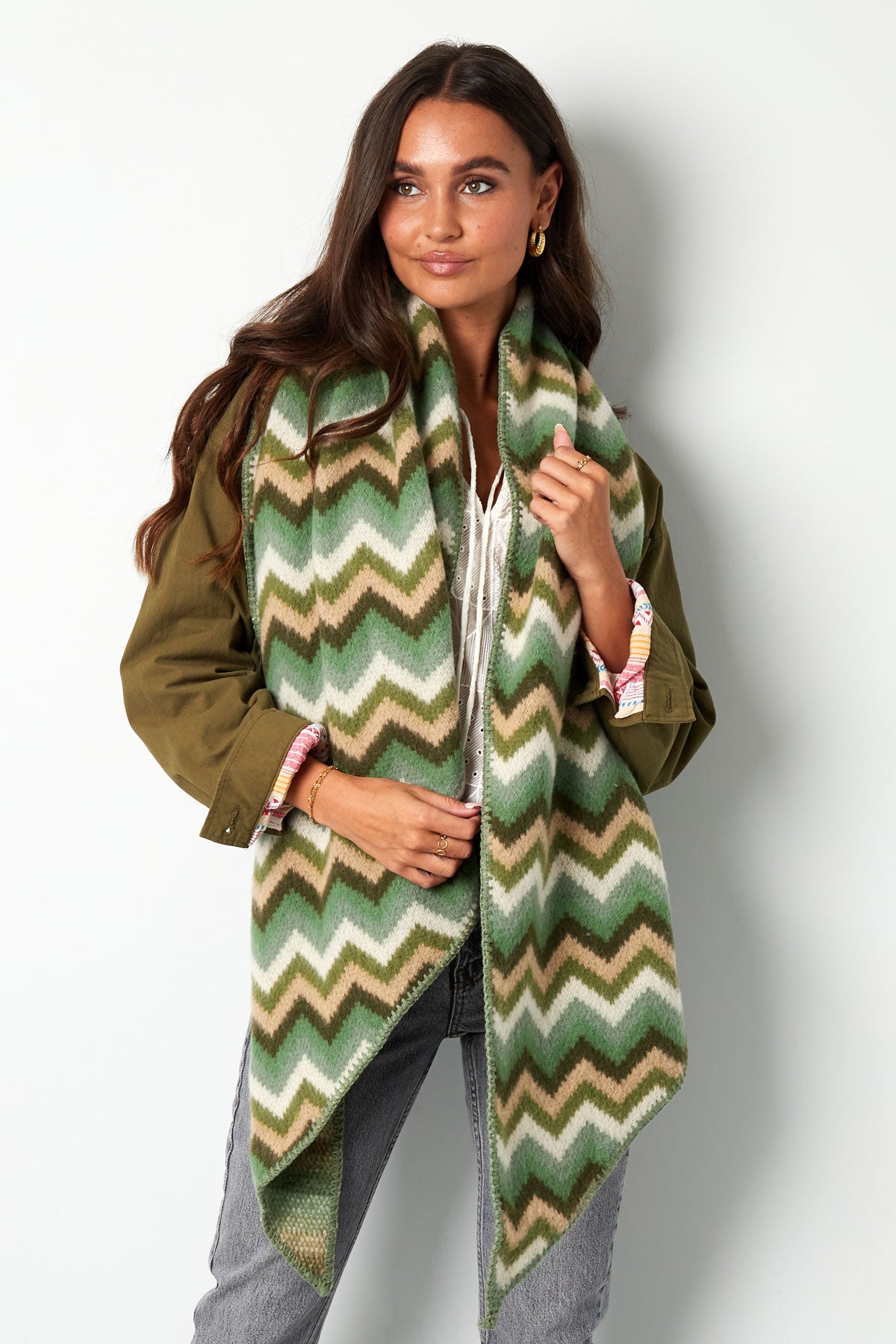 Sjaal met zigzag print