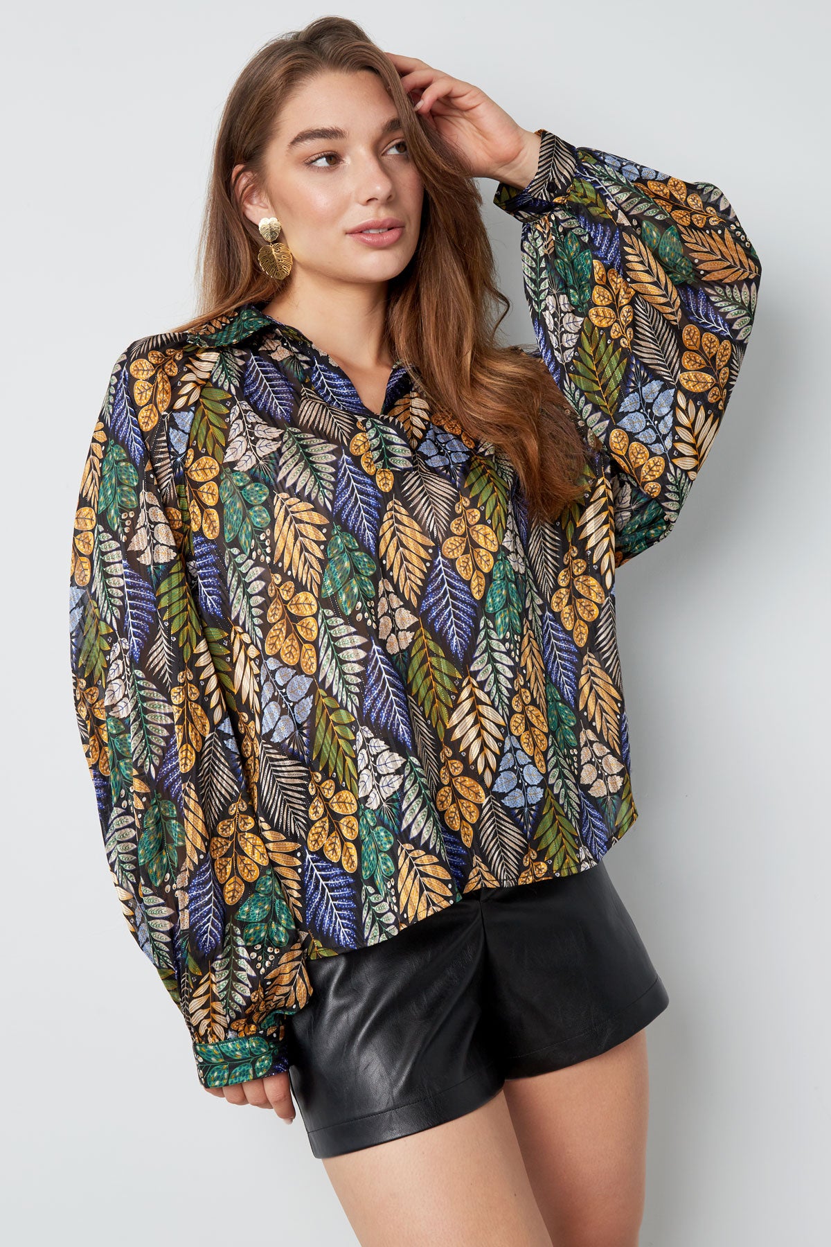 Blouse herfstprint groen multi