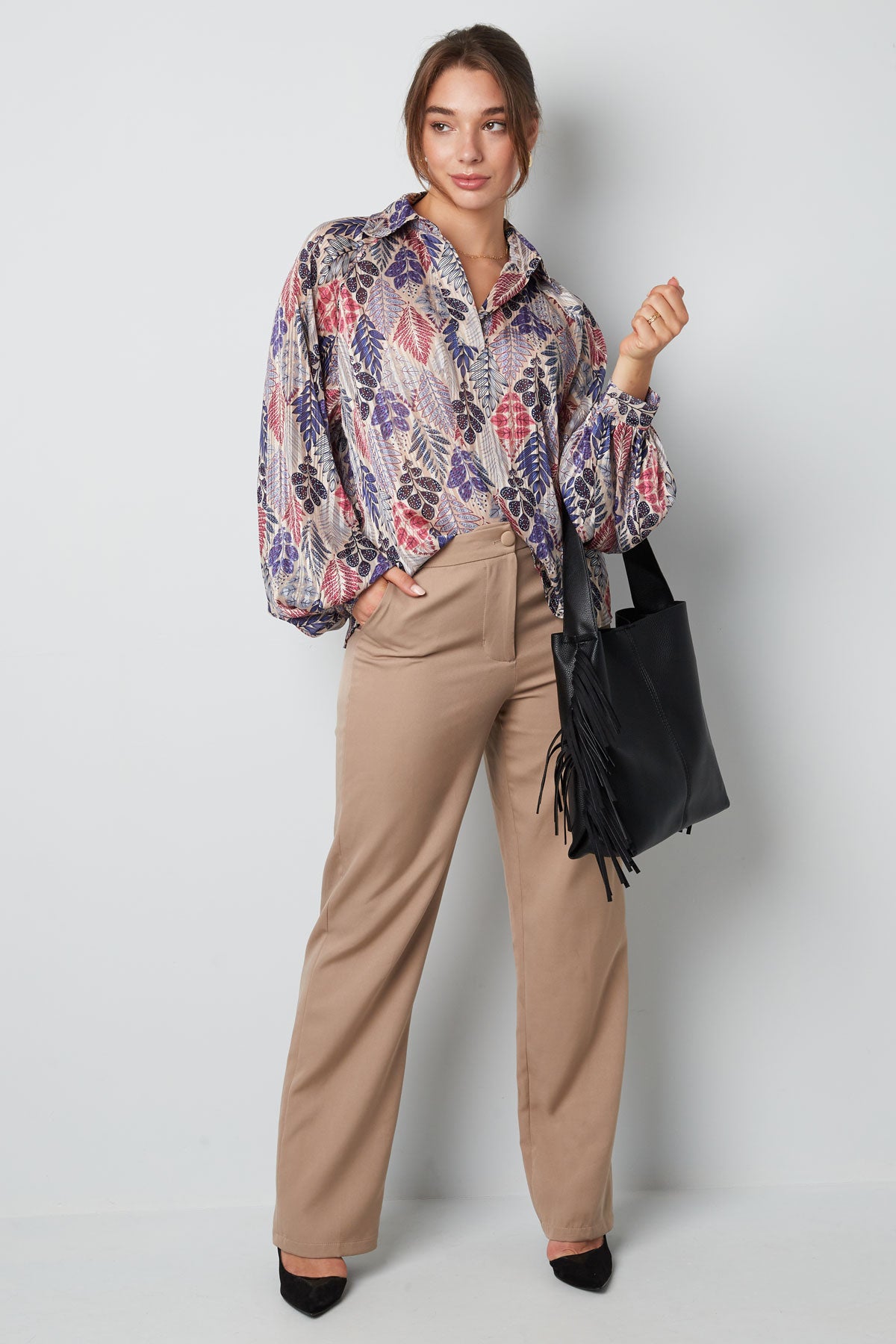 Blouse herfstprint groen multi