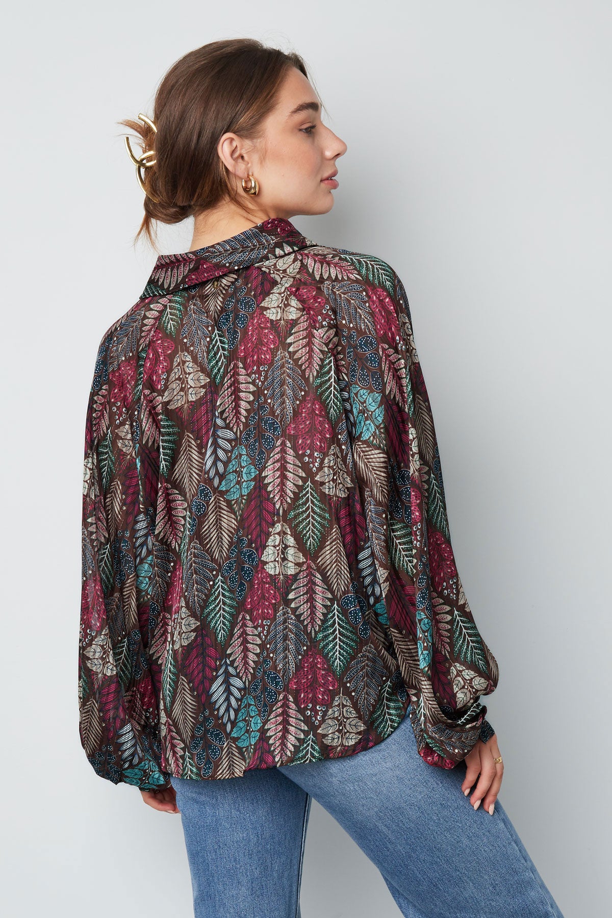 Blouse herfstprint groen multi