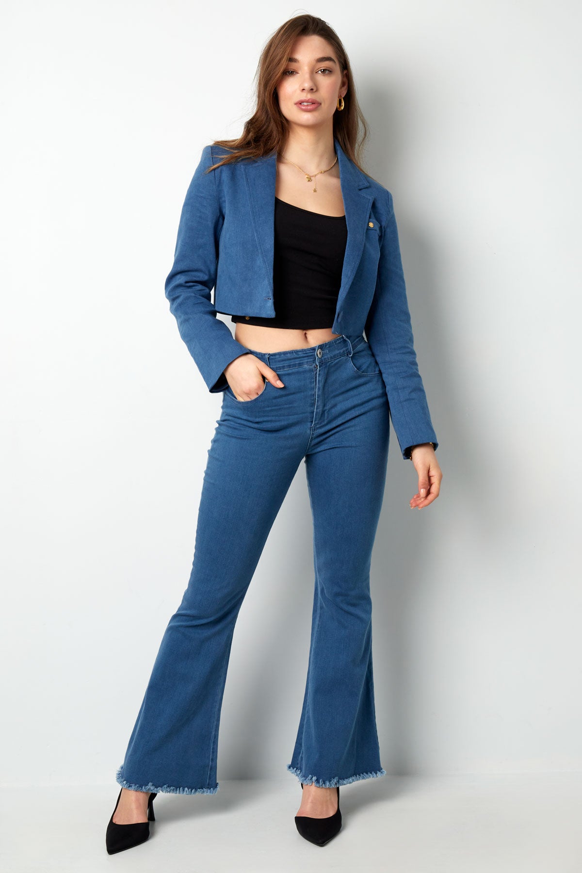 Spijker gekropte blazer