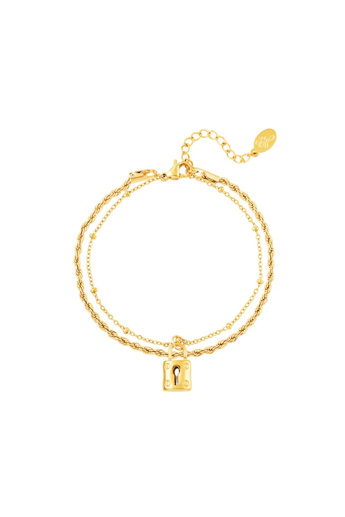 Gelaagde armband met slot Goud kleur Stainless Steel