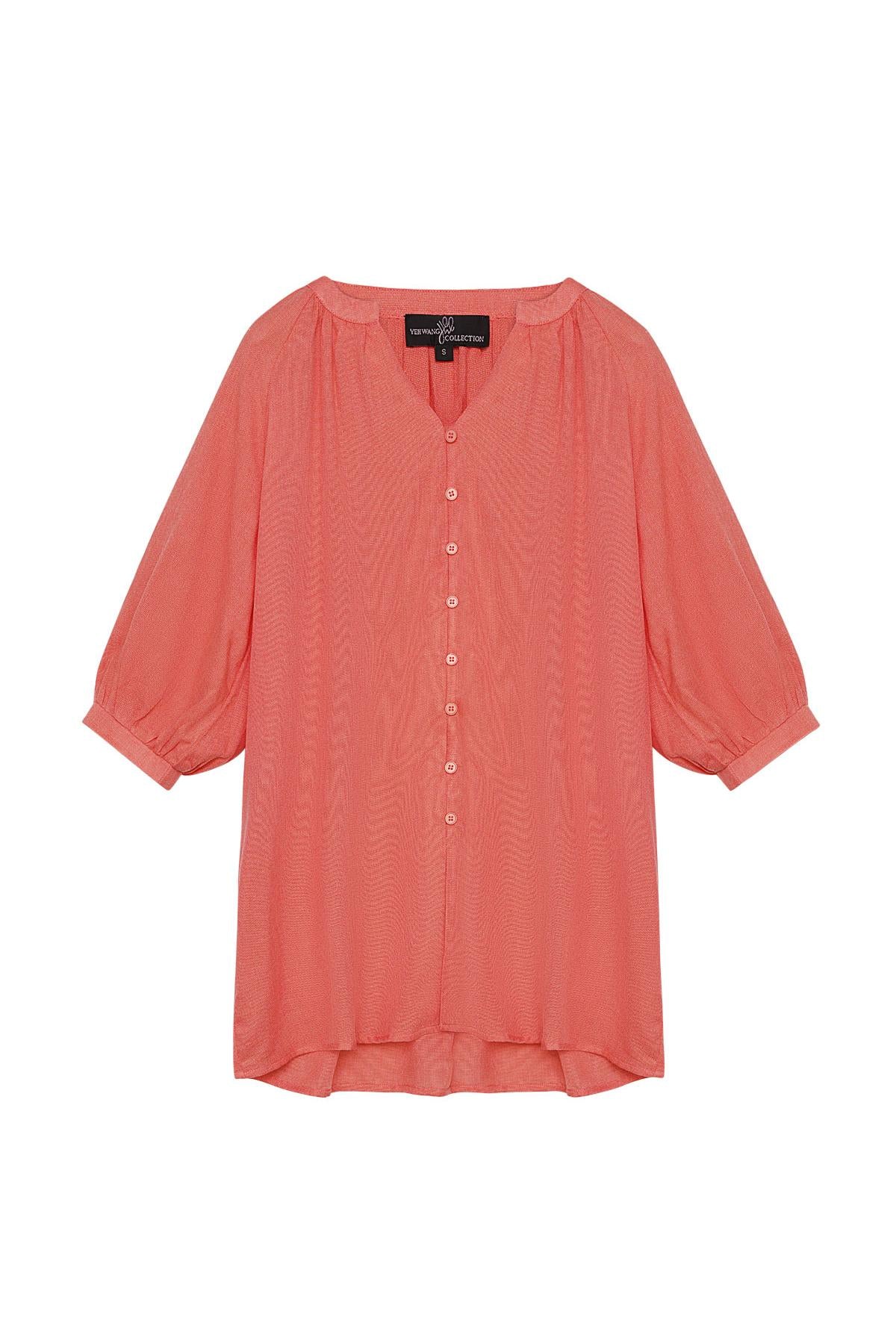 Blouse basic met knoopjes Koraal S