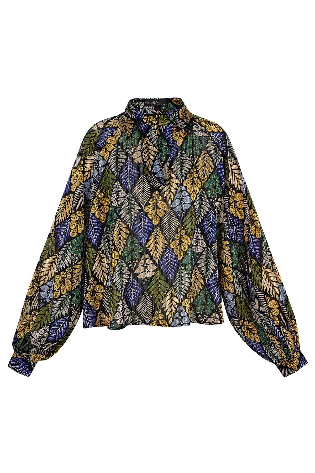 Blouse herfstprint groen multi