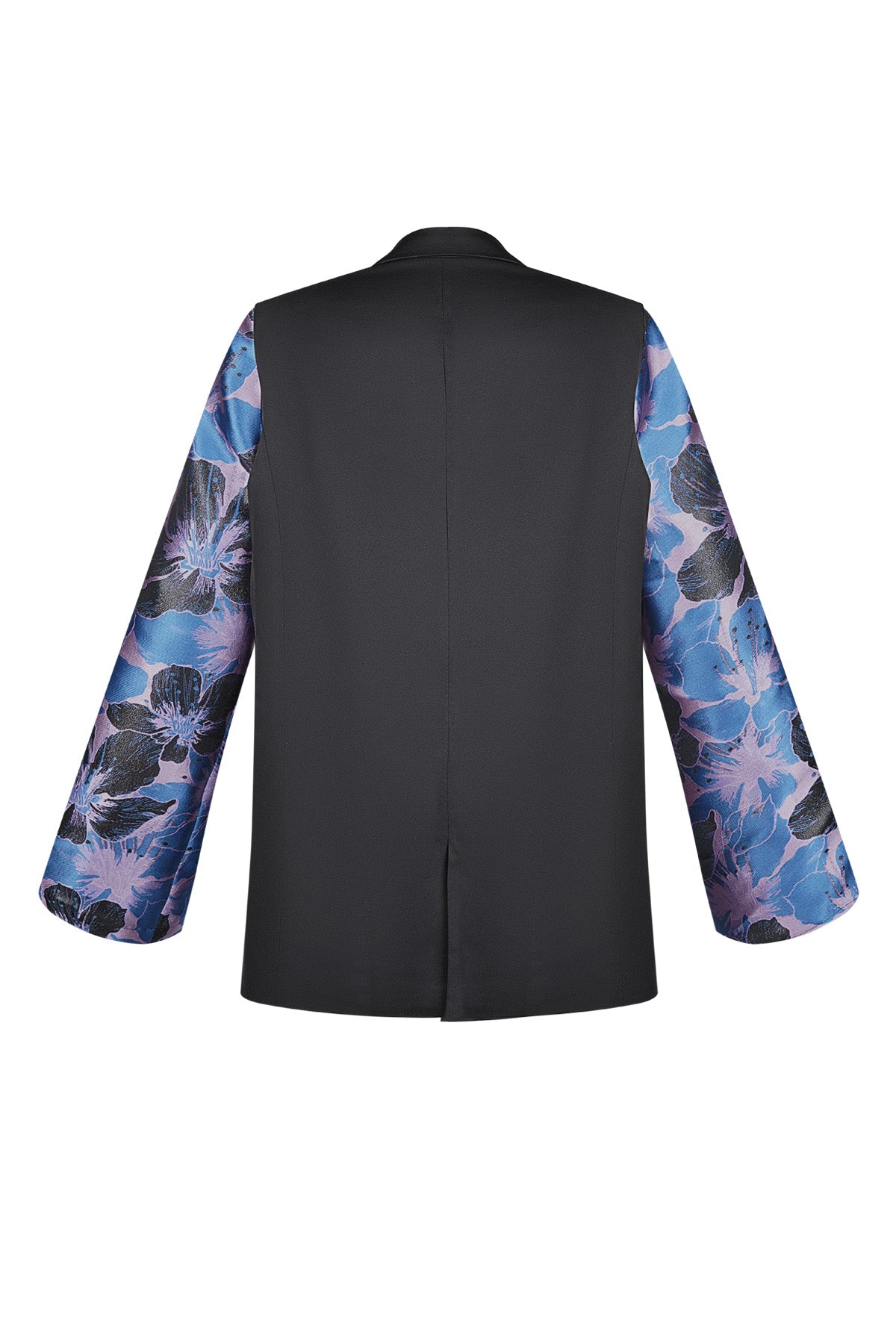 Zwarte blazer met jacquard mouwen