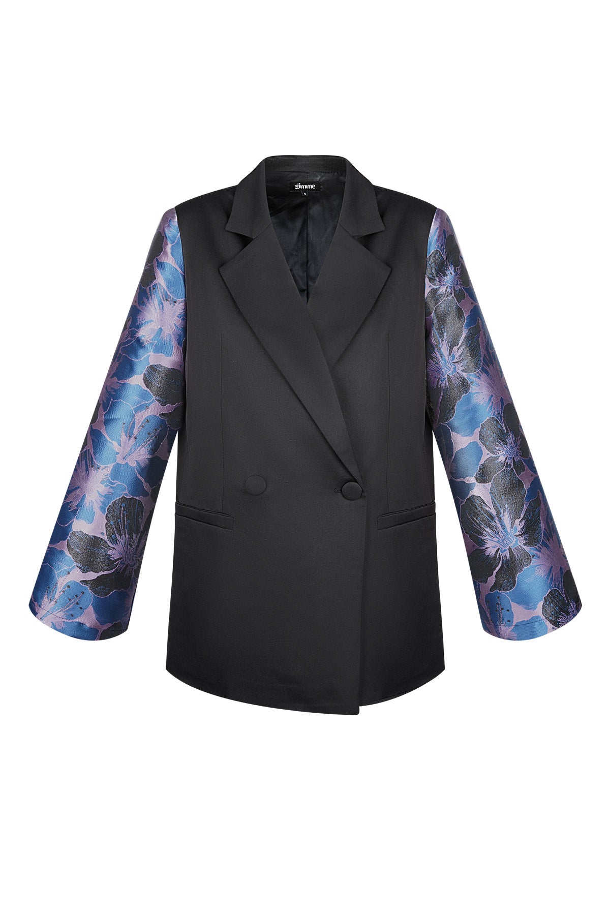 Zwarte blazer met jacquard mouwen
