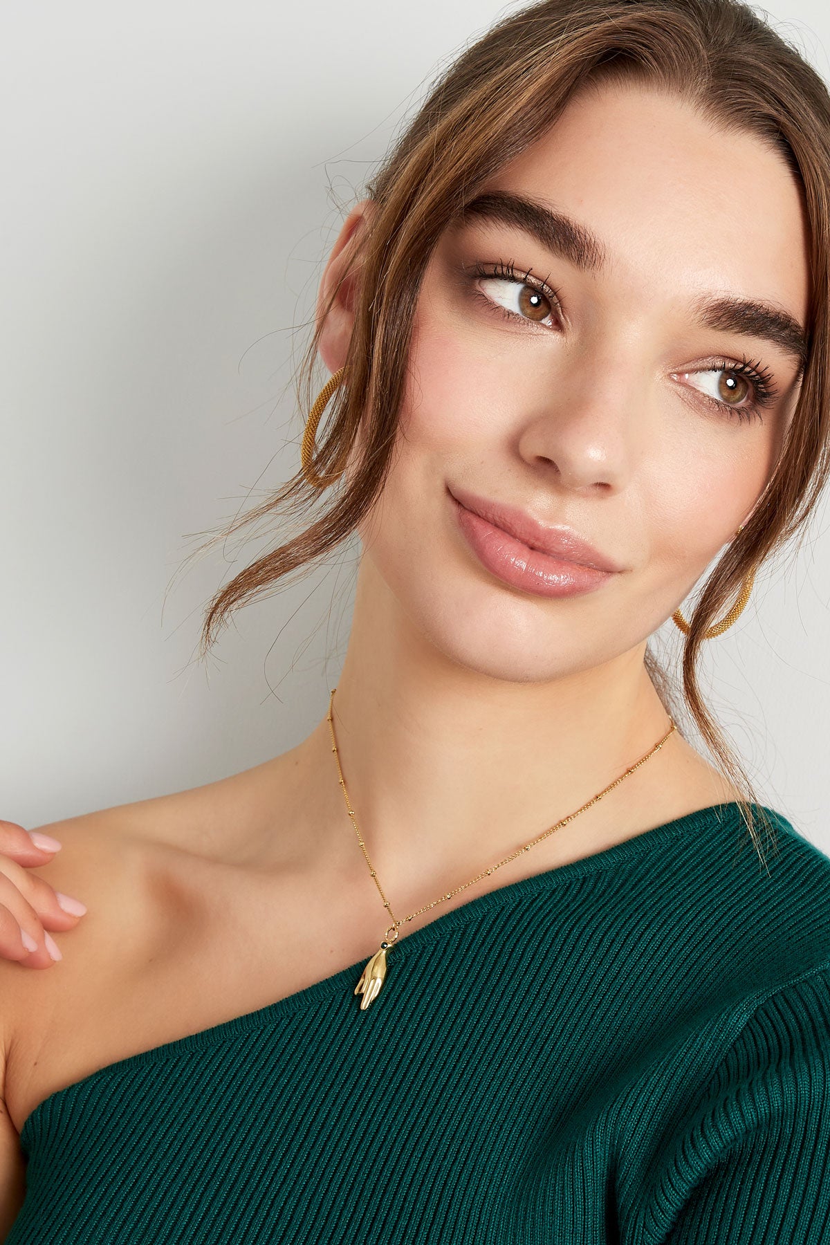 Ketting handbedel met steentje