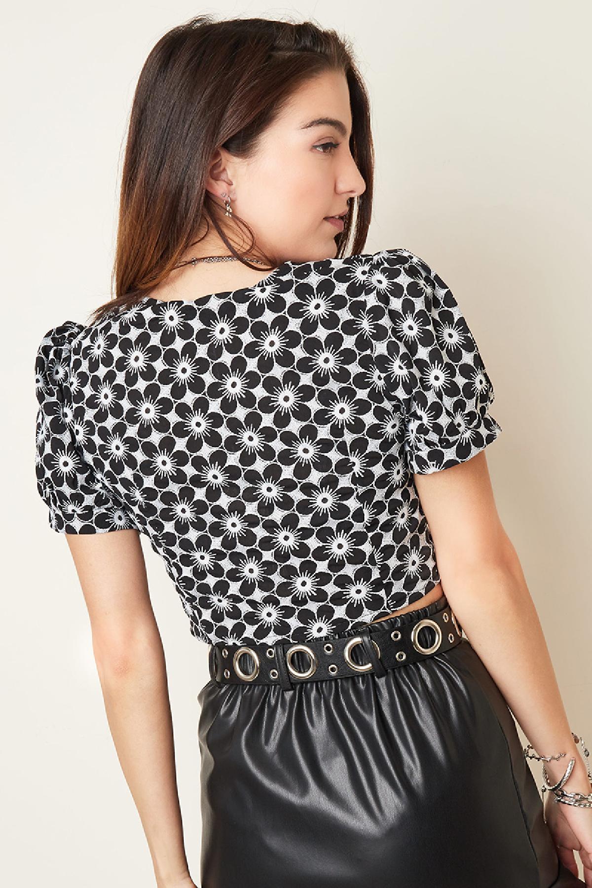 Blouse crop top Zwart S