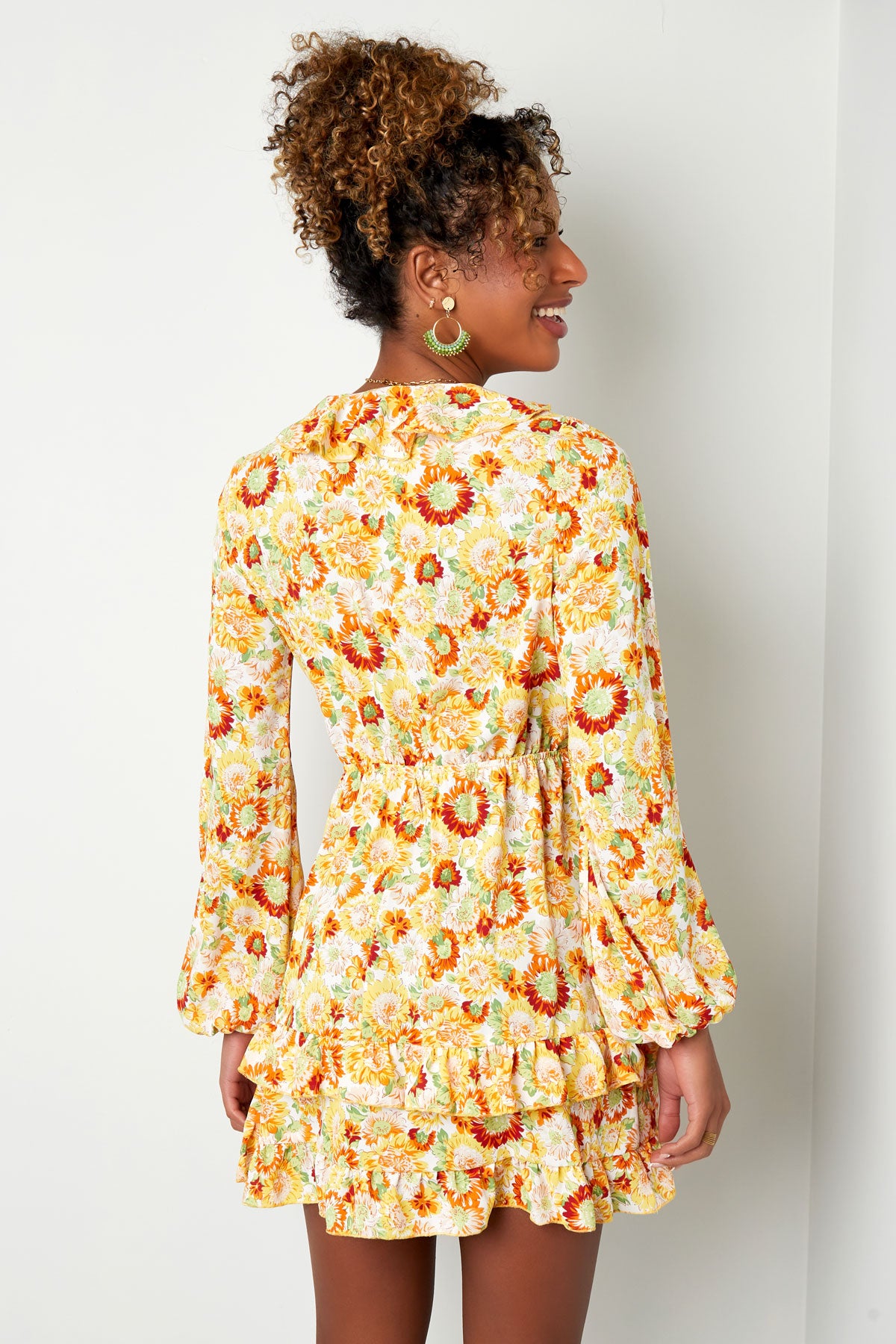 Jurk flowerpower Oranje S