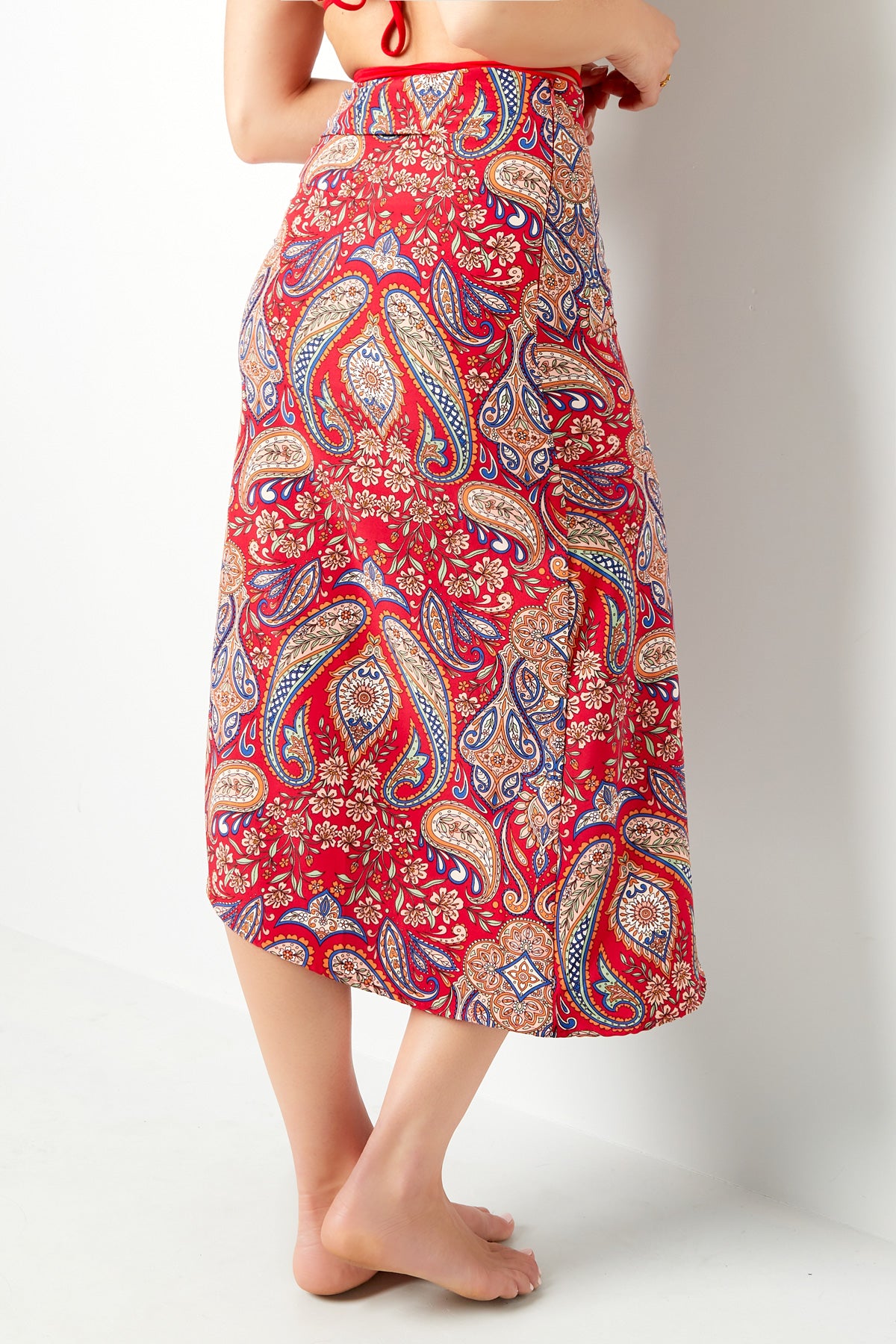 Maxi rok rood/blauw S