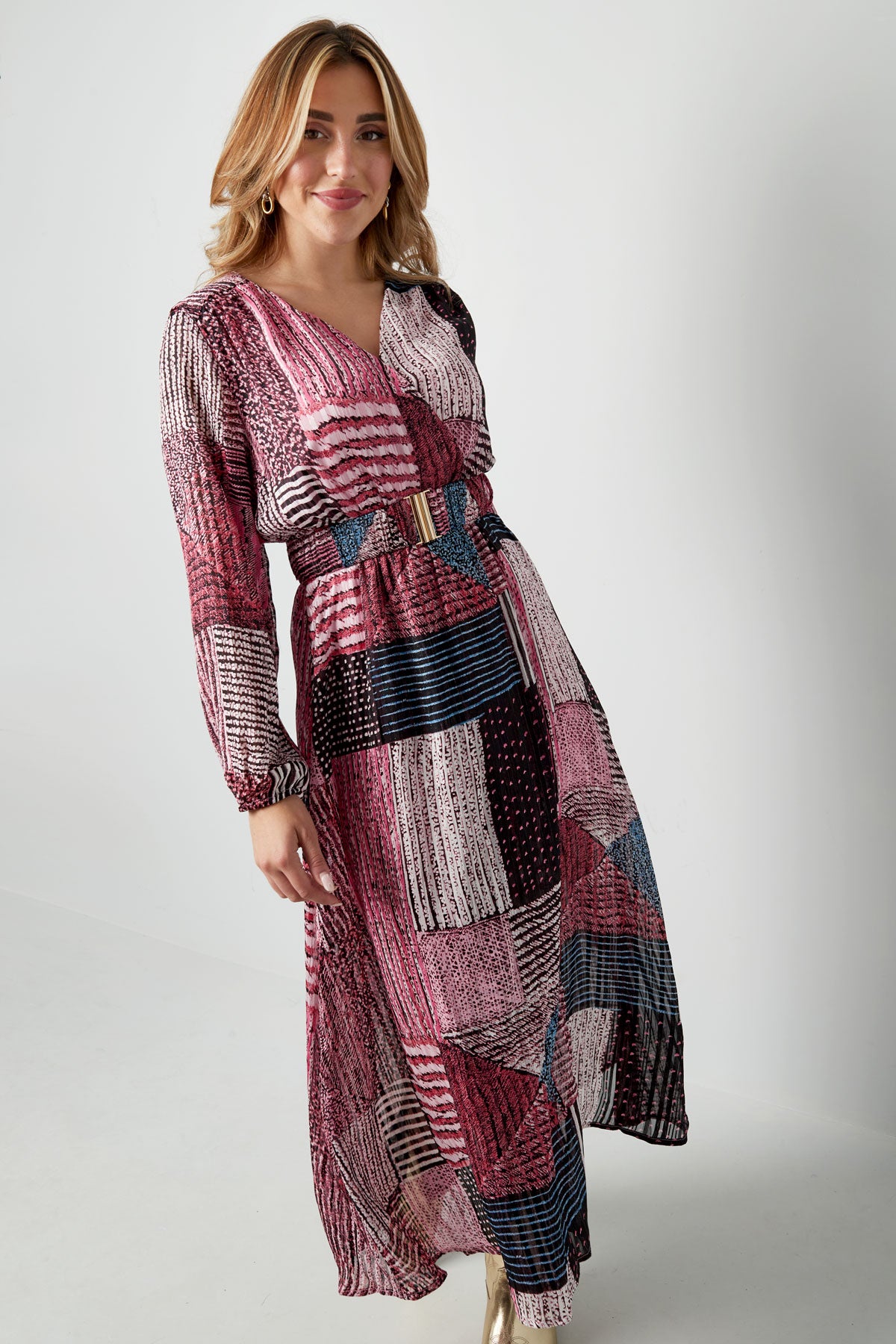 Maxi jurk over de top print roze