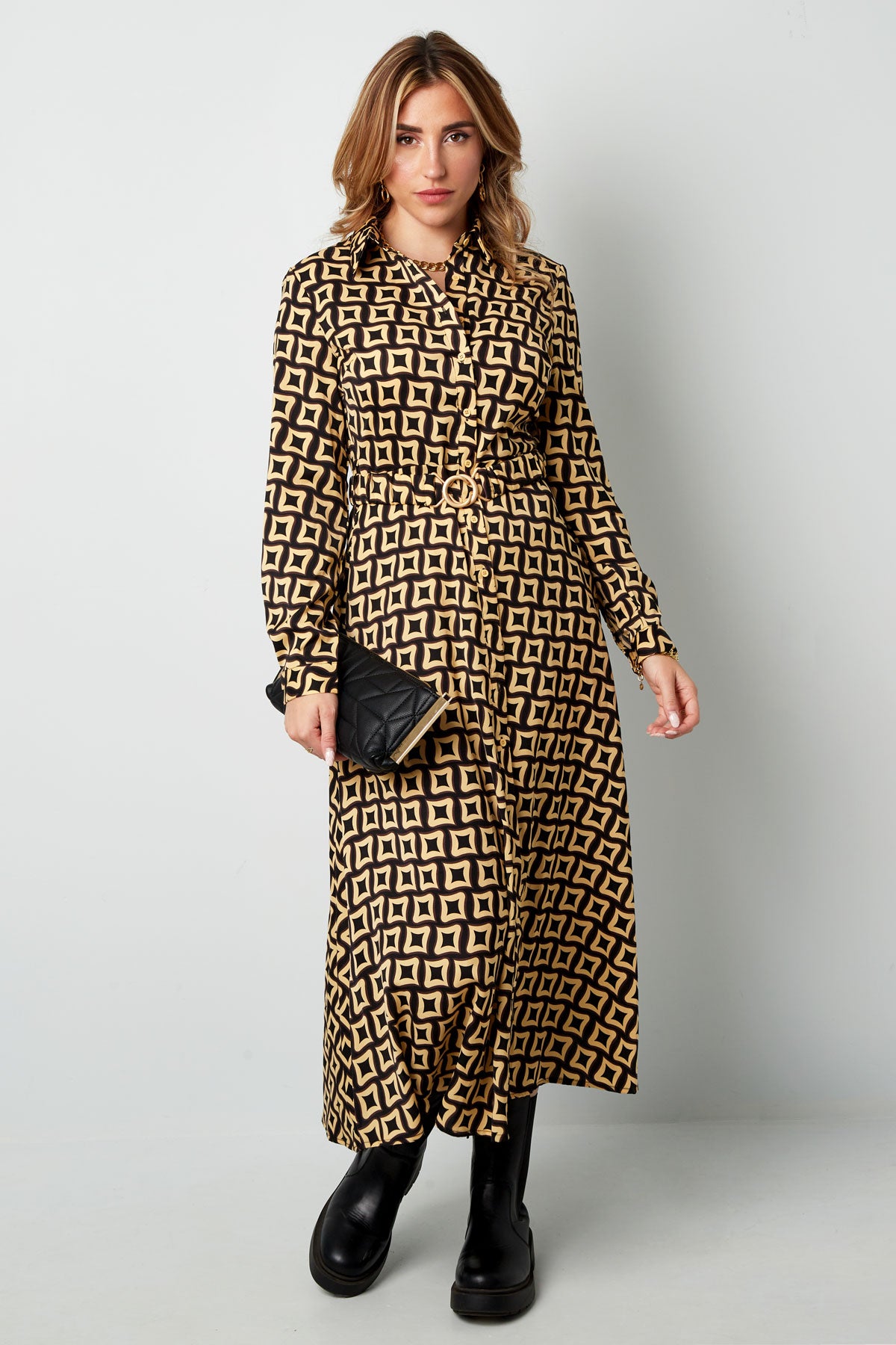 Maxi jurk retro print groen