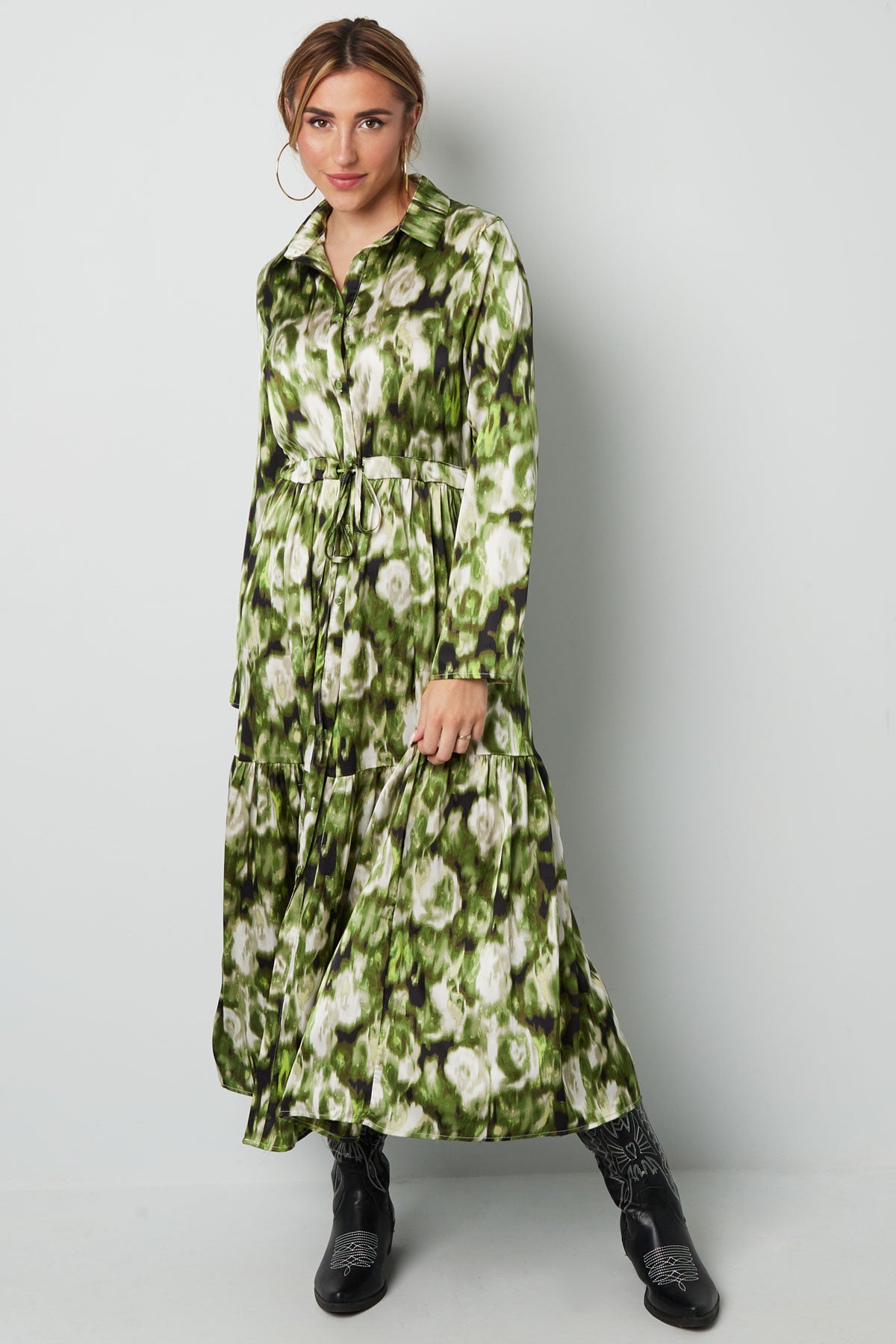 Maxi jurk bloemenprint groen