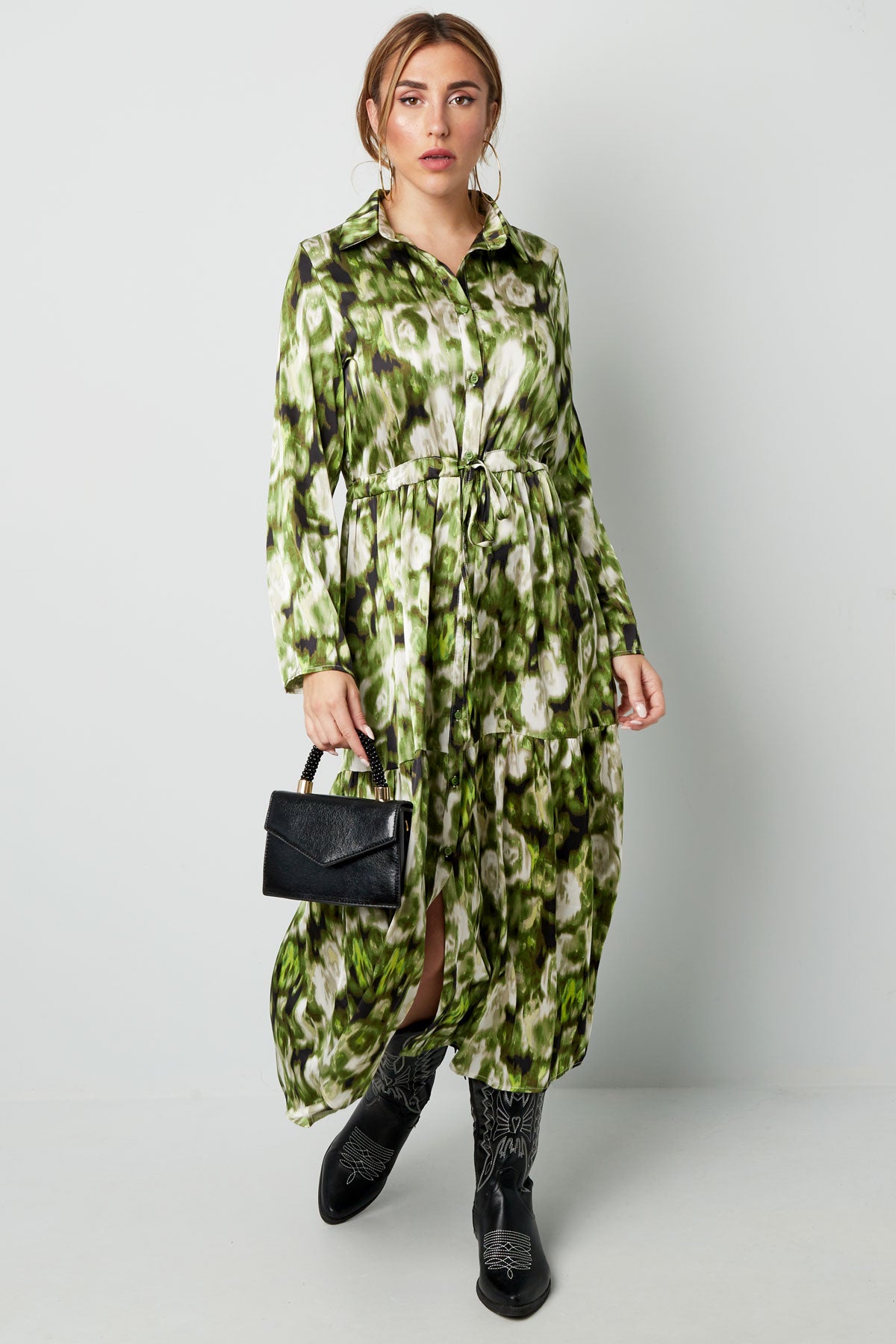 Maxi jurk bloemenprint groen