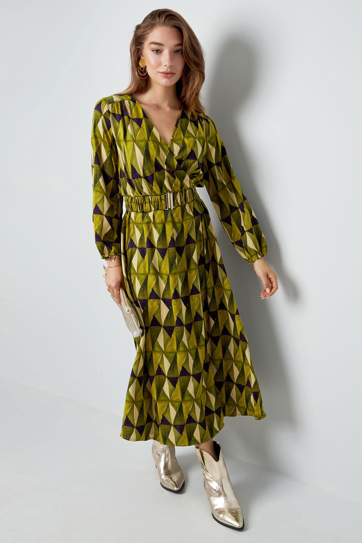 Maxi jurk retroprint groen