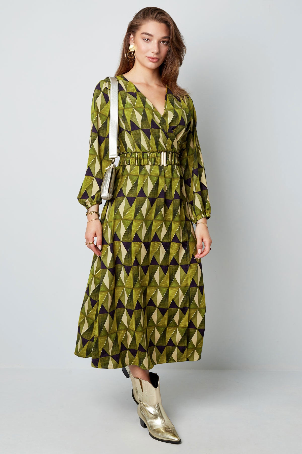 Maxi jurk retroprint groen