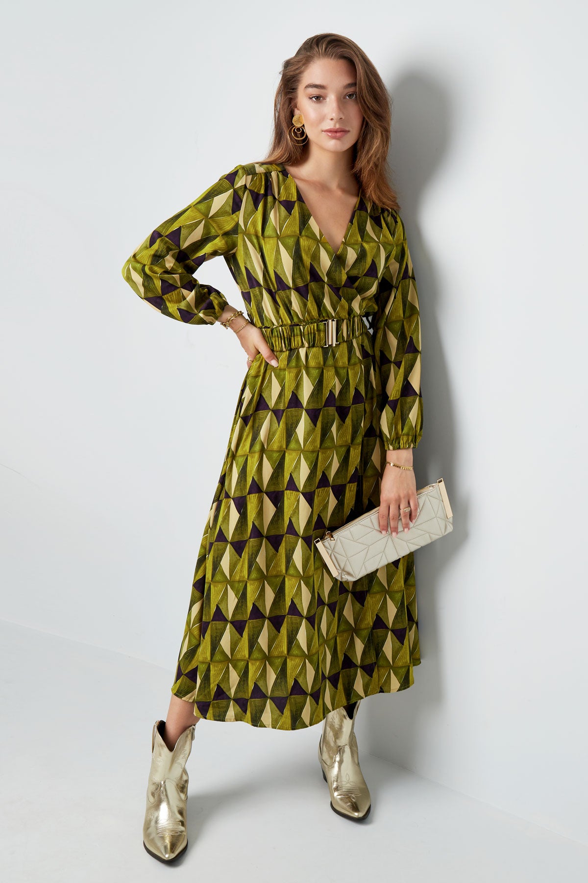 Maxi jurk retroprint groen