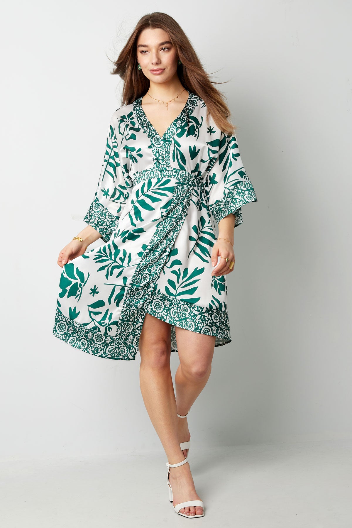 Midi-jurk met fleurige print