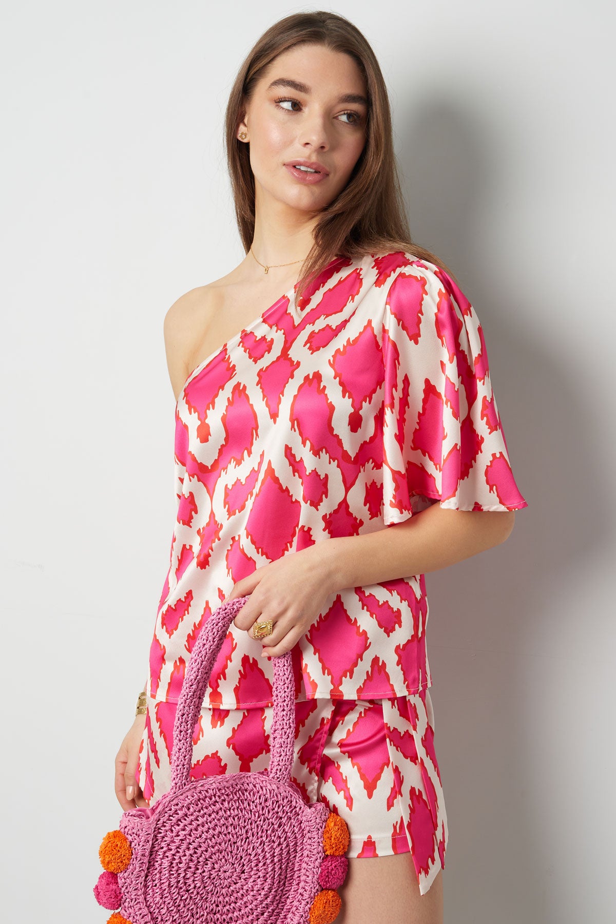 One-shoulder top tropical bliss