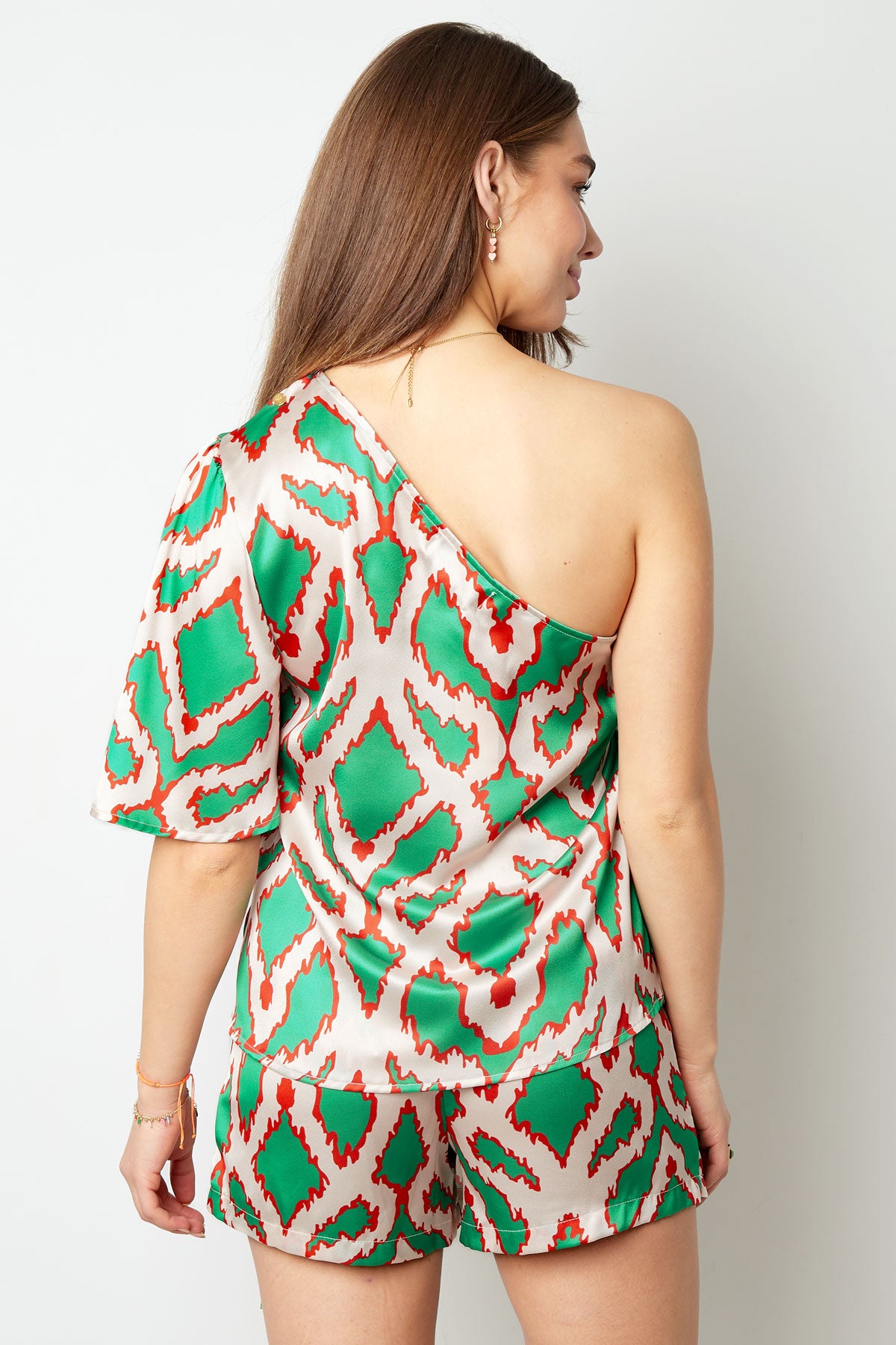 One-shoulder top tropical bliss