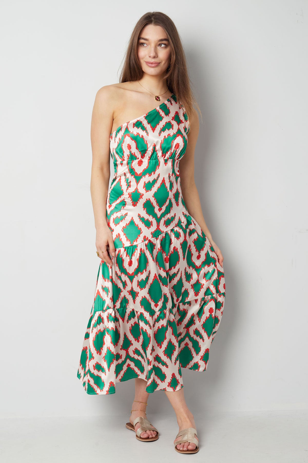 One-shoulder jurk tropical bliss