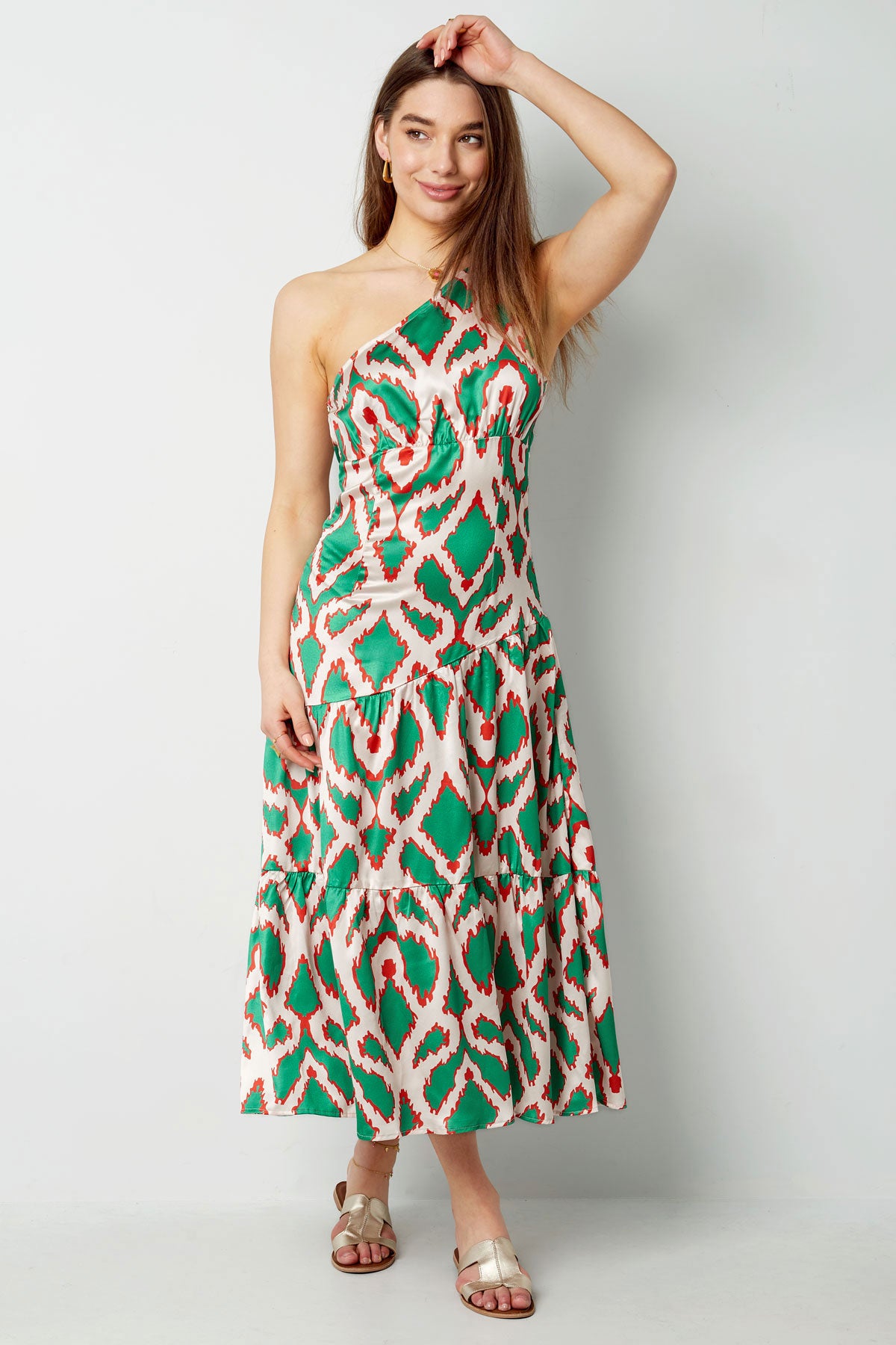 One-shoulder jurk tropical bliss