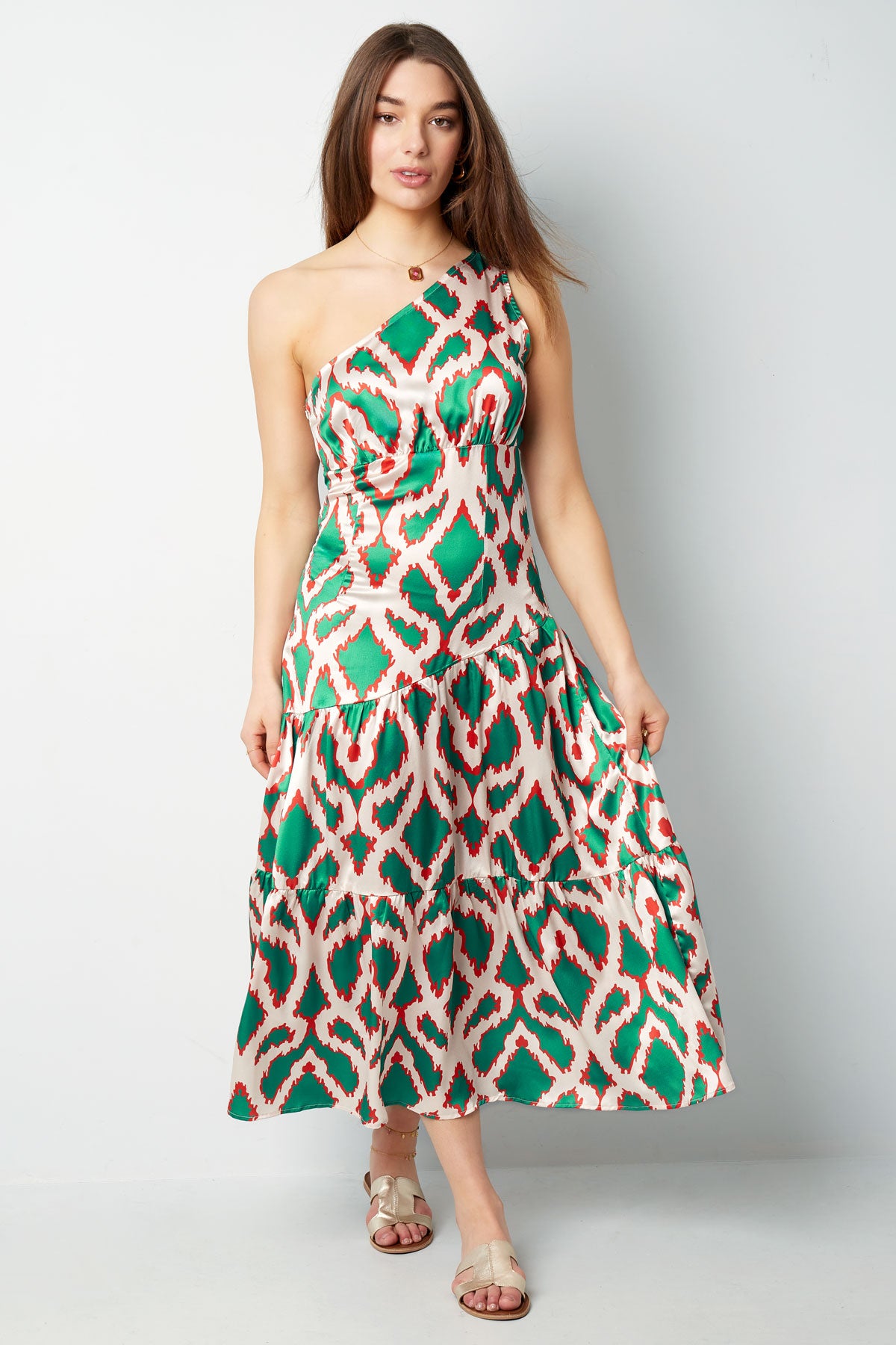 One-shoulder jurk tropical bliss