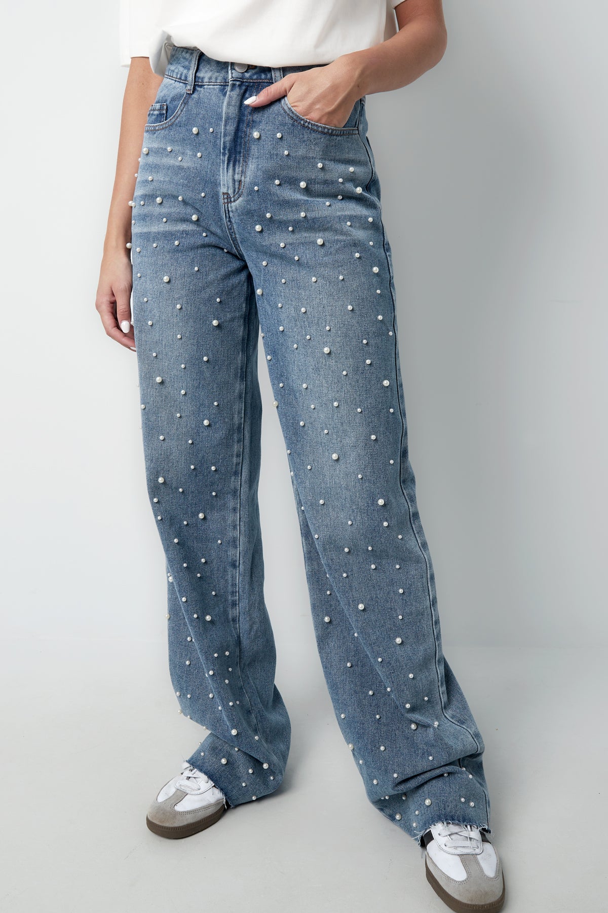 Denim jeans pearl adorement