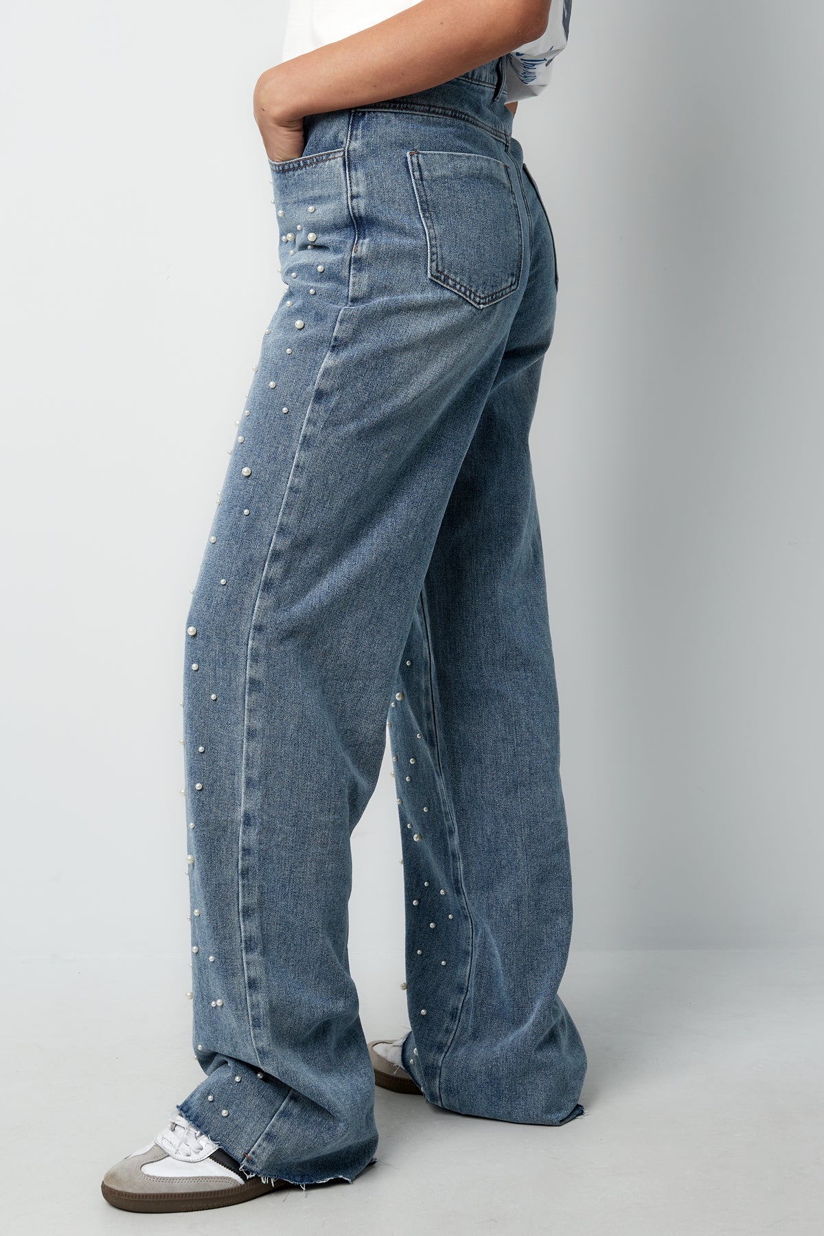 Denim jeans pearl adorement