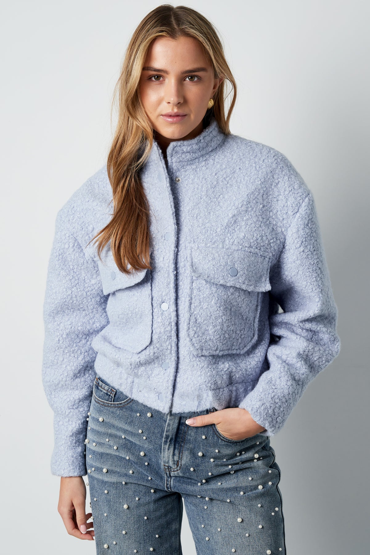 Boucle bomber jas