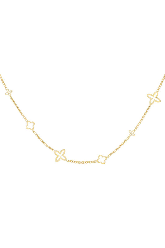 Minimalistische bedelketting klavers Goud kleur Stainless Steel