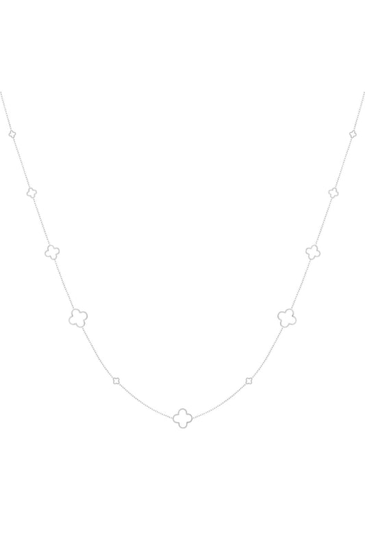 Ketting lang klavertjes Zilver Stainless Steel