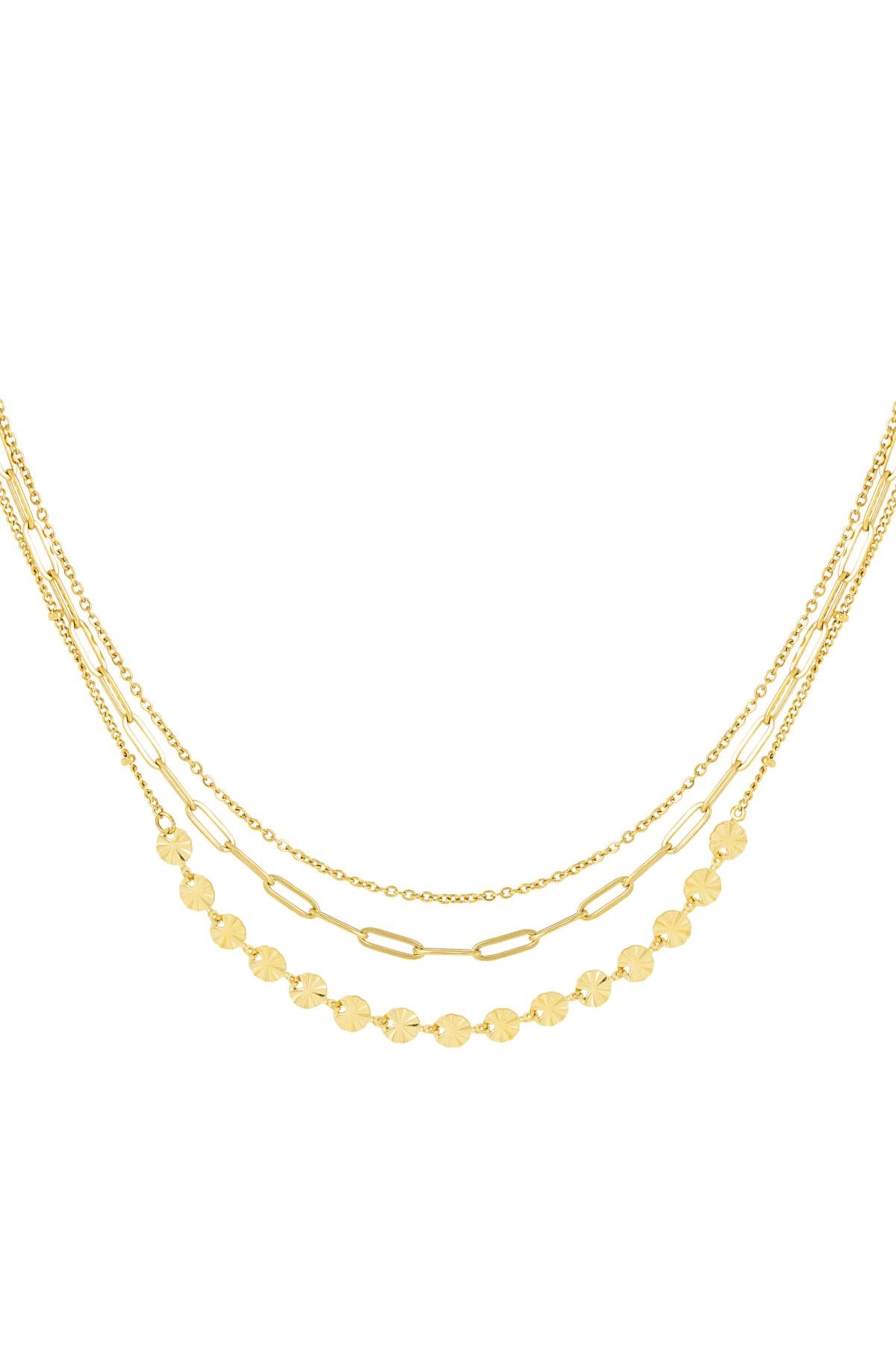 Ketting 3 lagen Goud kleur Stainless Steel