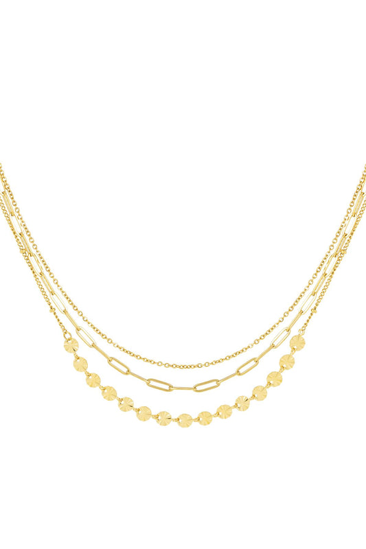 Ketting 3 lagen Goud kleur Stainless Steel