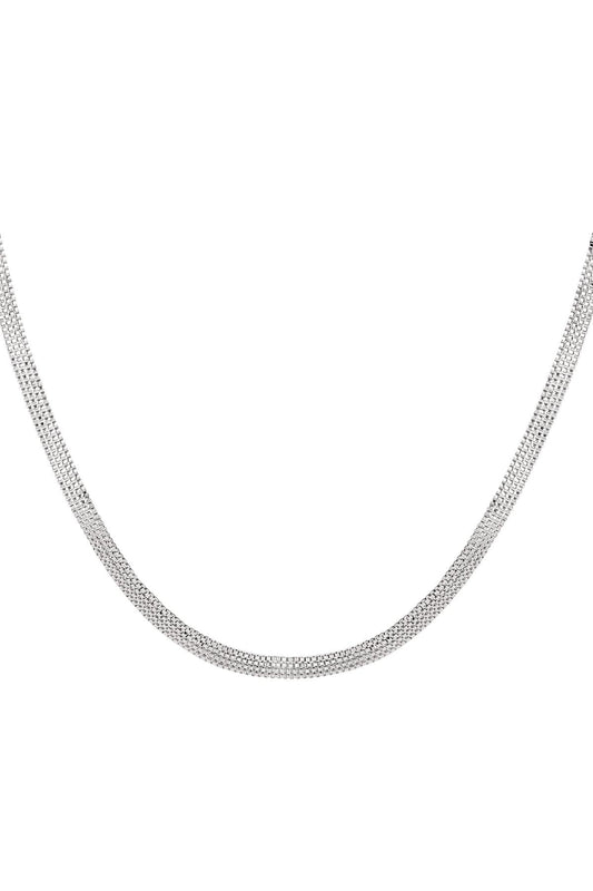 Platte stainless steel ketting Zilver