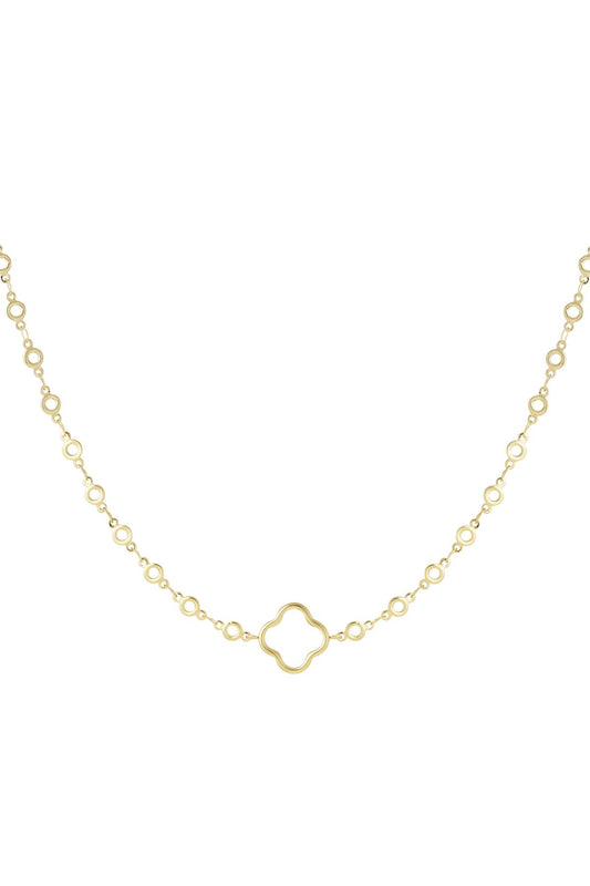 Ketting cirkels met klaver Goud kleur Stainless Steel