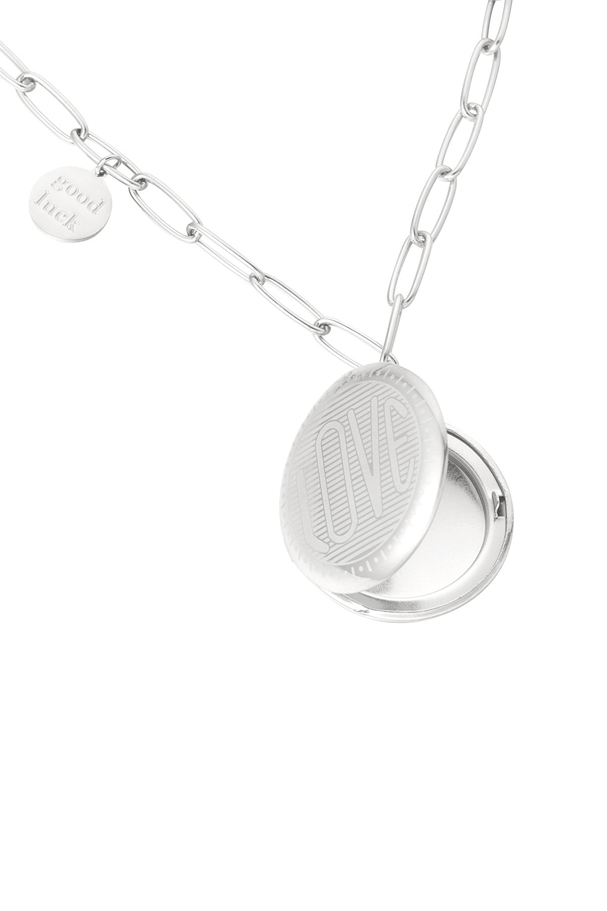 Schakelketting ronde coin & good luck