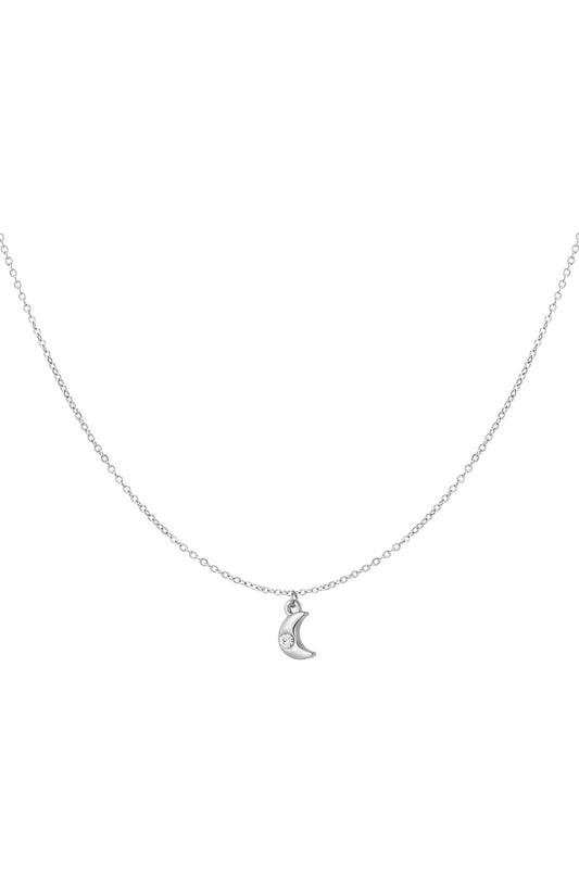 Simpele ketting met halve maan bedel en diamant