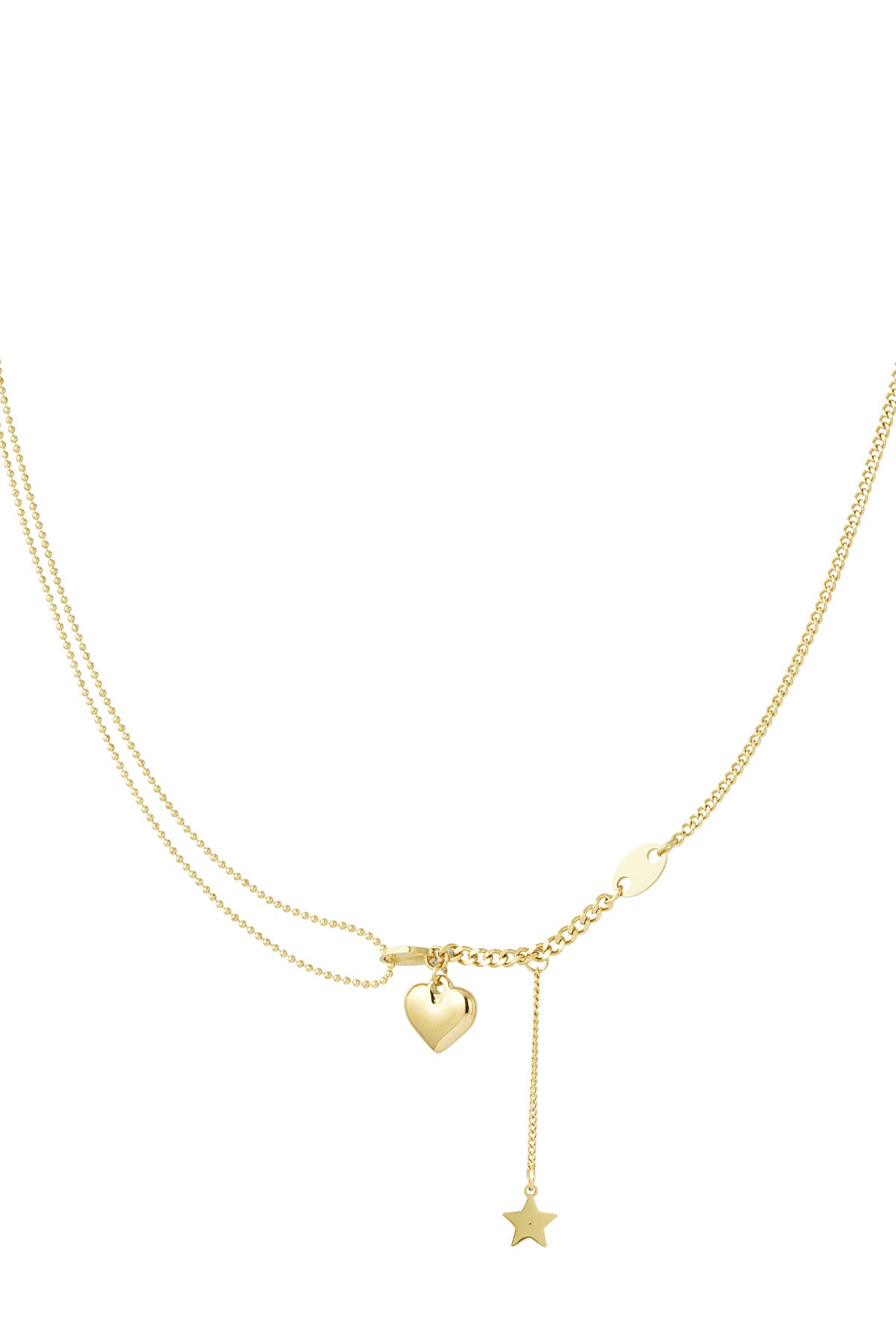 Ketting met hart en ster bedel