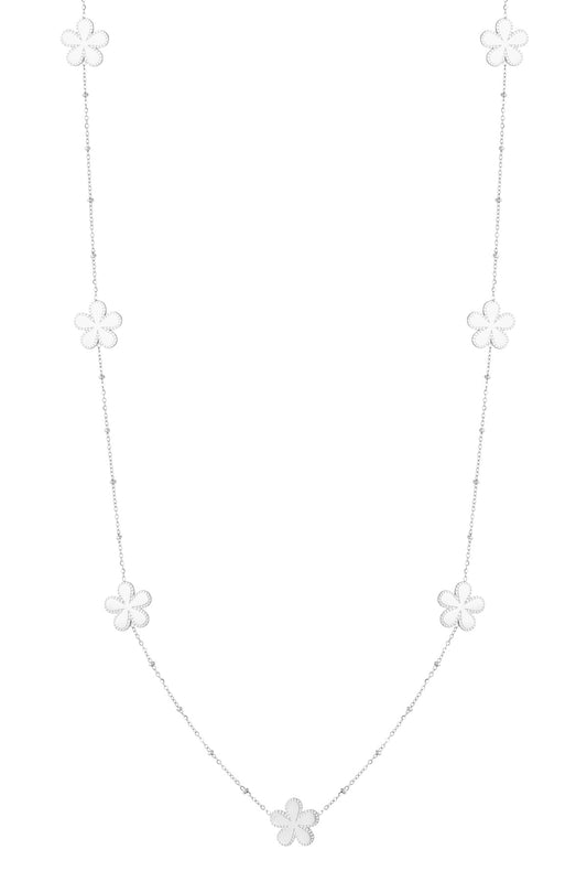 Lange ketting met bolletjes en bloemen