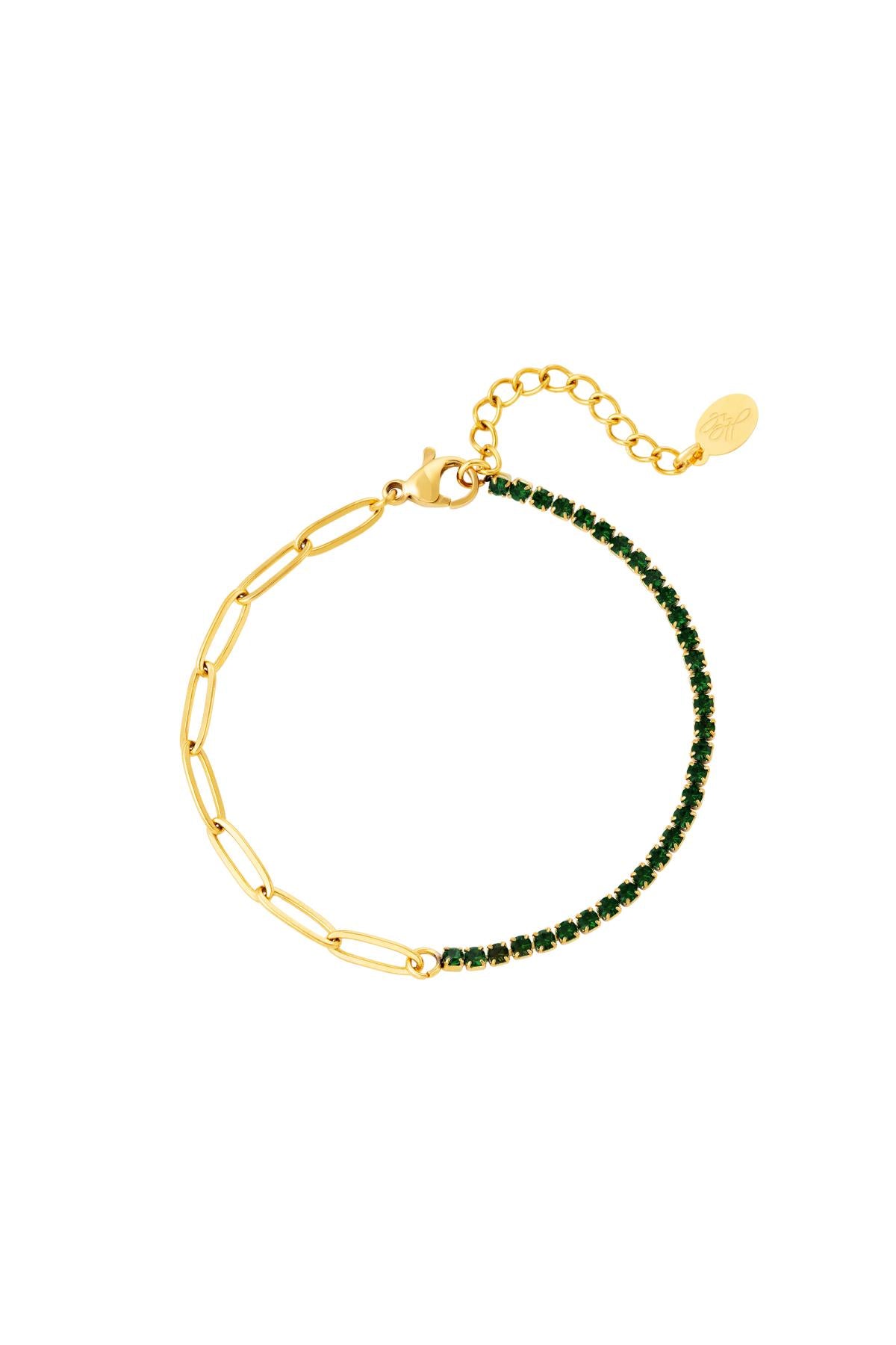 Armband zirkoon ketting klein Groen Stainless Steel