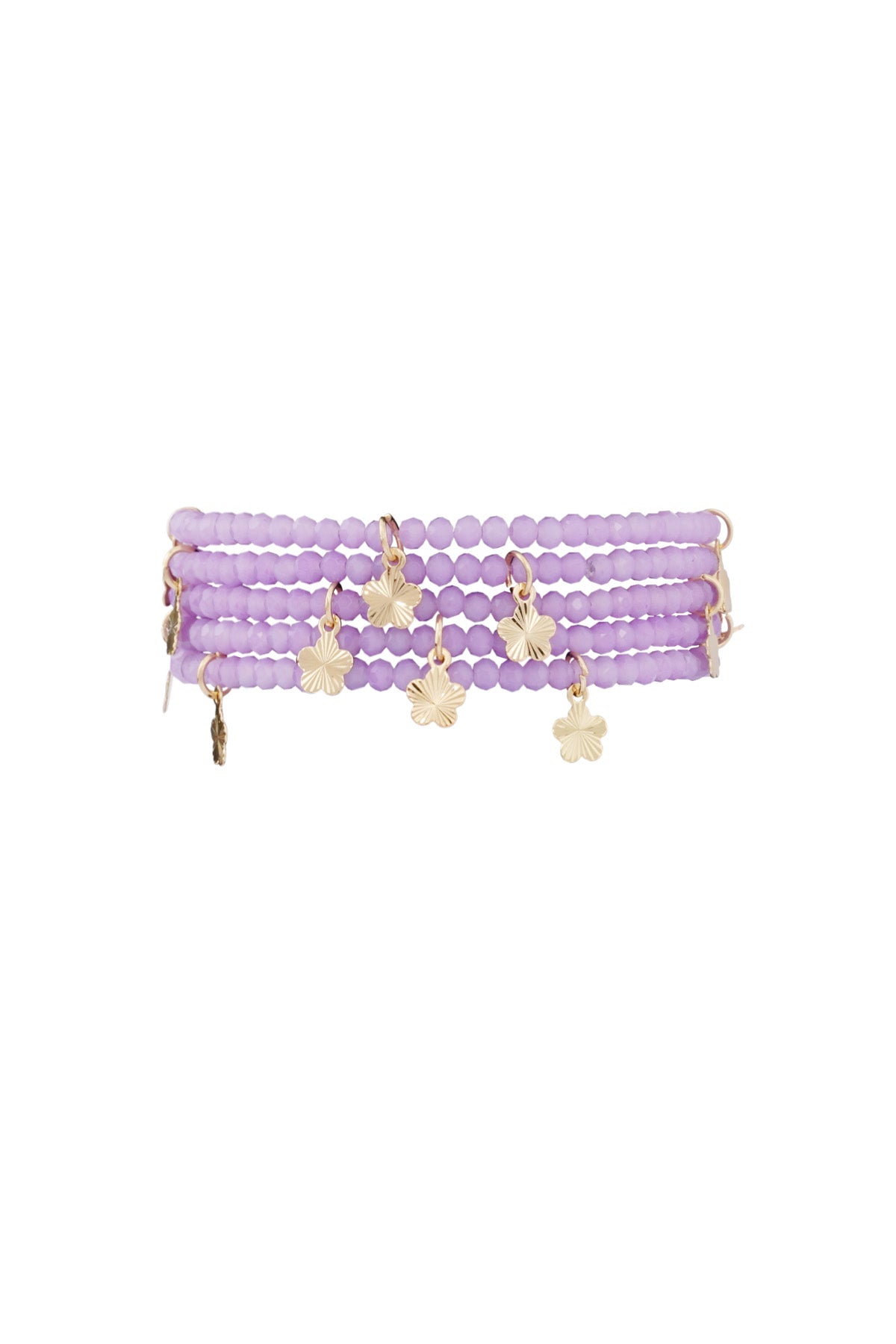 Dubbele armband met bloem bedels