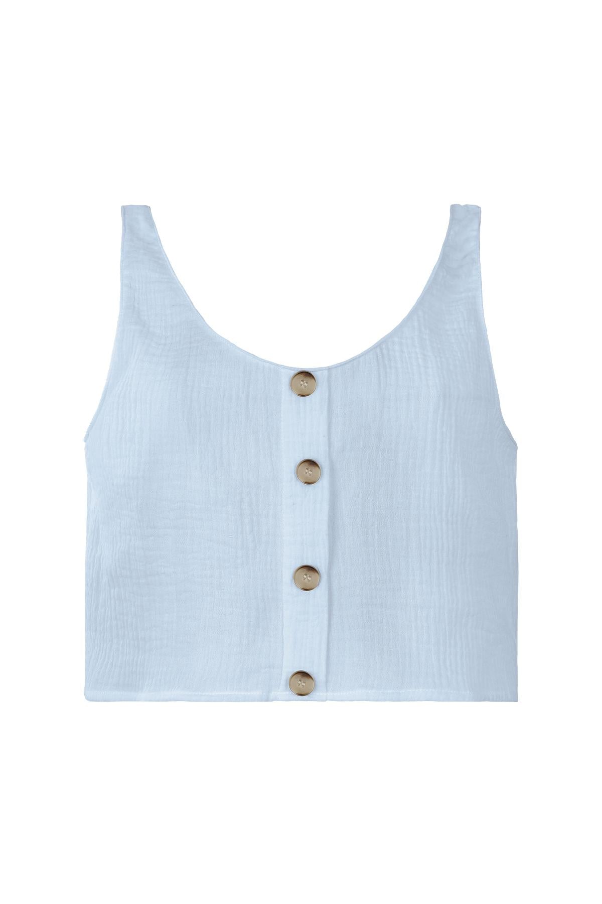 Crop top met knopen Licht blauw S